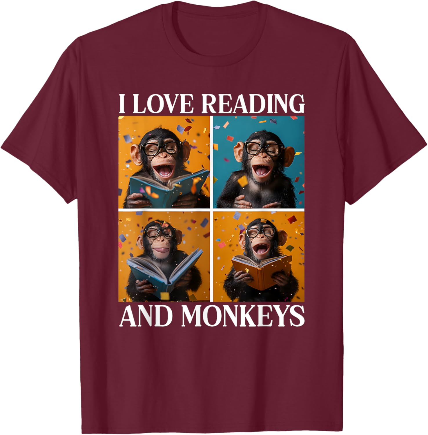 Adorable Love Reading and Monkeys T-Shirt for Book Lovers and Kids - 2
