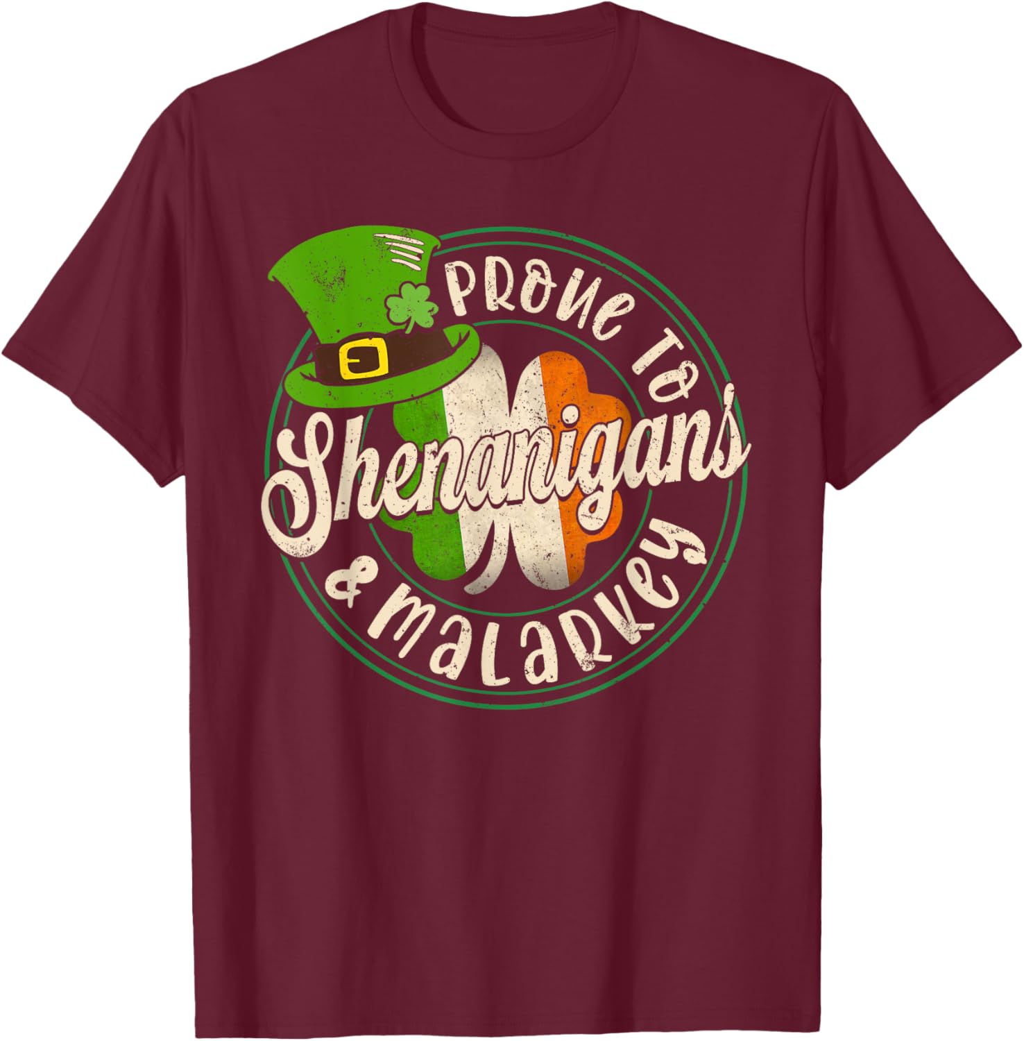 Prone to Shenanigans Fun St Patrick's Day Clover T-Shirt for All Ages - 11