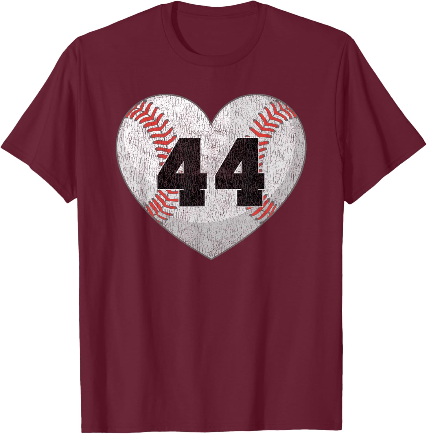 Cute Baseball Number 44 Distressed Heart T-Shirt for Baseball Moms - 18