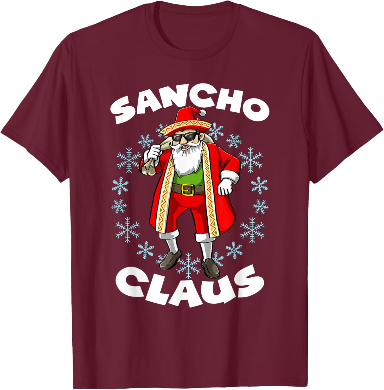 Funny Santa Claus Sancho Mexican Christmas T-Shirt for Holiday Cheer - 6