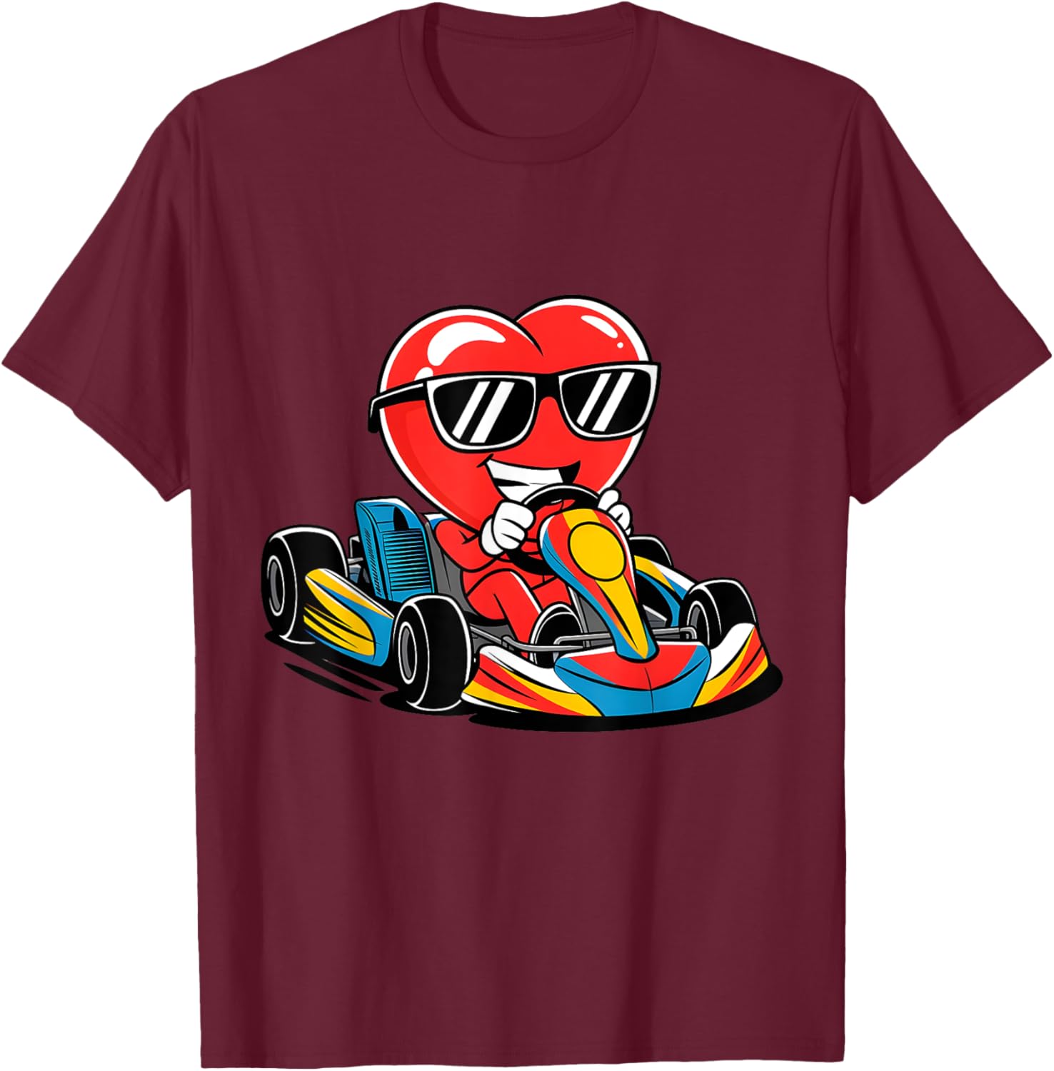 Heart Racing Go-Kart Valentine's Day T-Shirt for Boys and Girls - 14