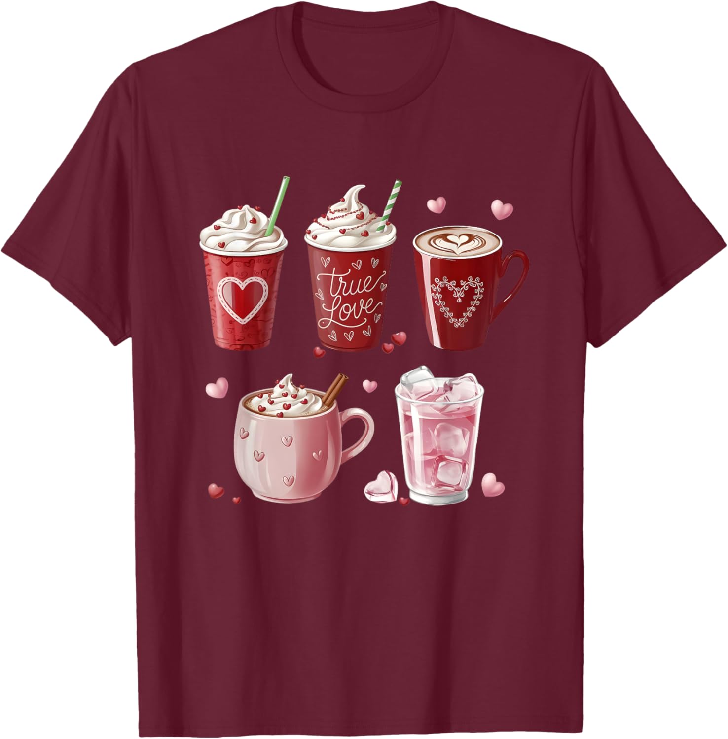 Coffee Lover Valentine T-Shirt Cute Coffee Cups Design for Him or Her - 11