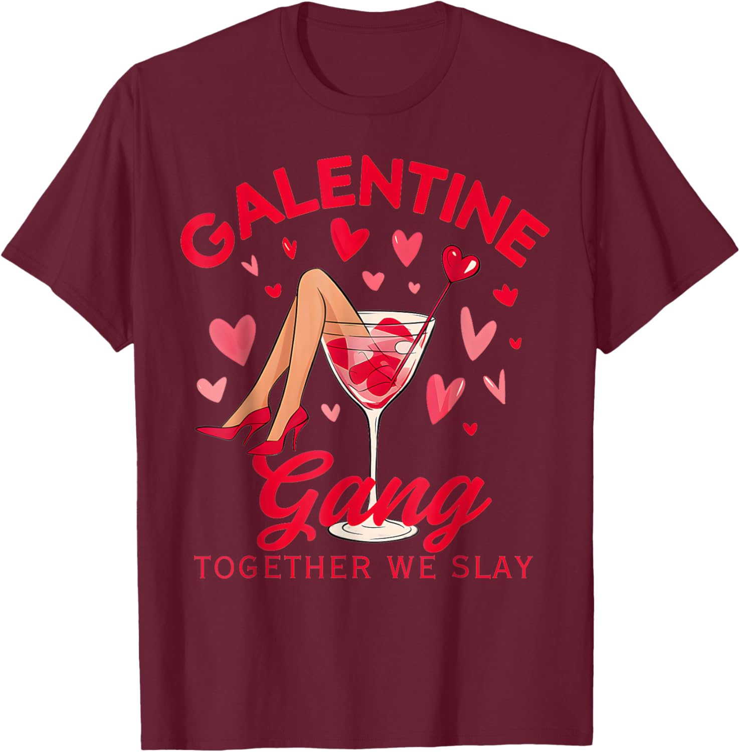 Galentine Gang Together We Slay Valentine's Day T-Shirt for Women and Girls - 5