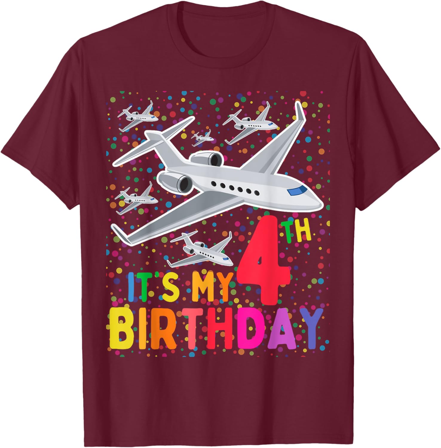 Its My 4th Birthday Airplane T-Shirt for Boys and Girls Fun Gift - 12