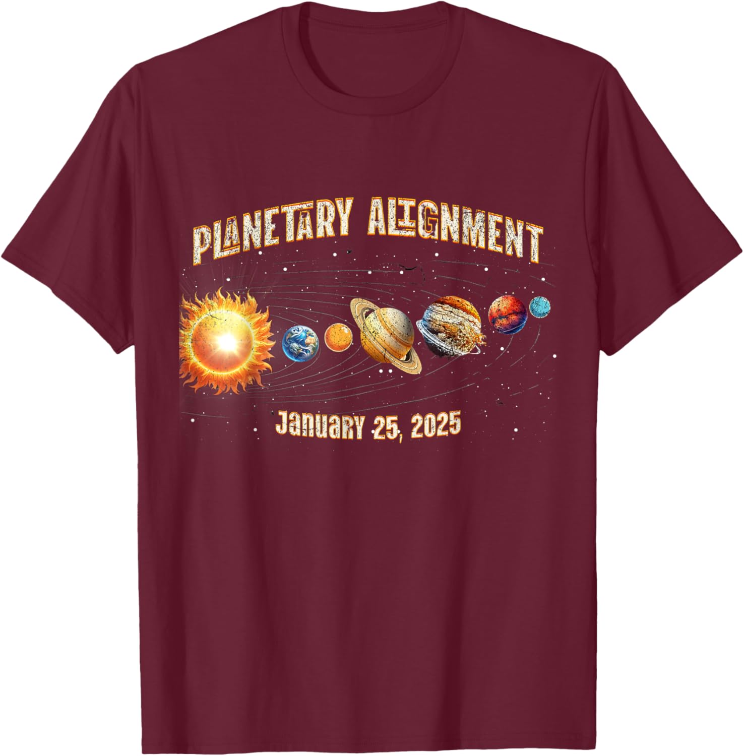 Vintage Planetary Alignment Memory T-Shirt for January 25 2025 Events - 15