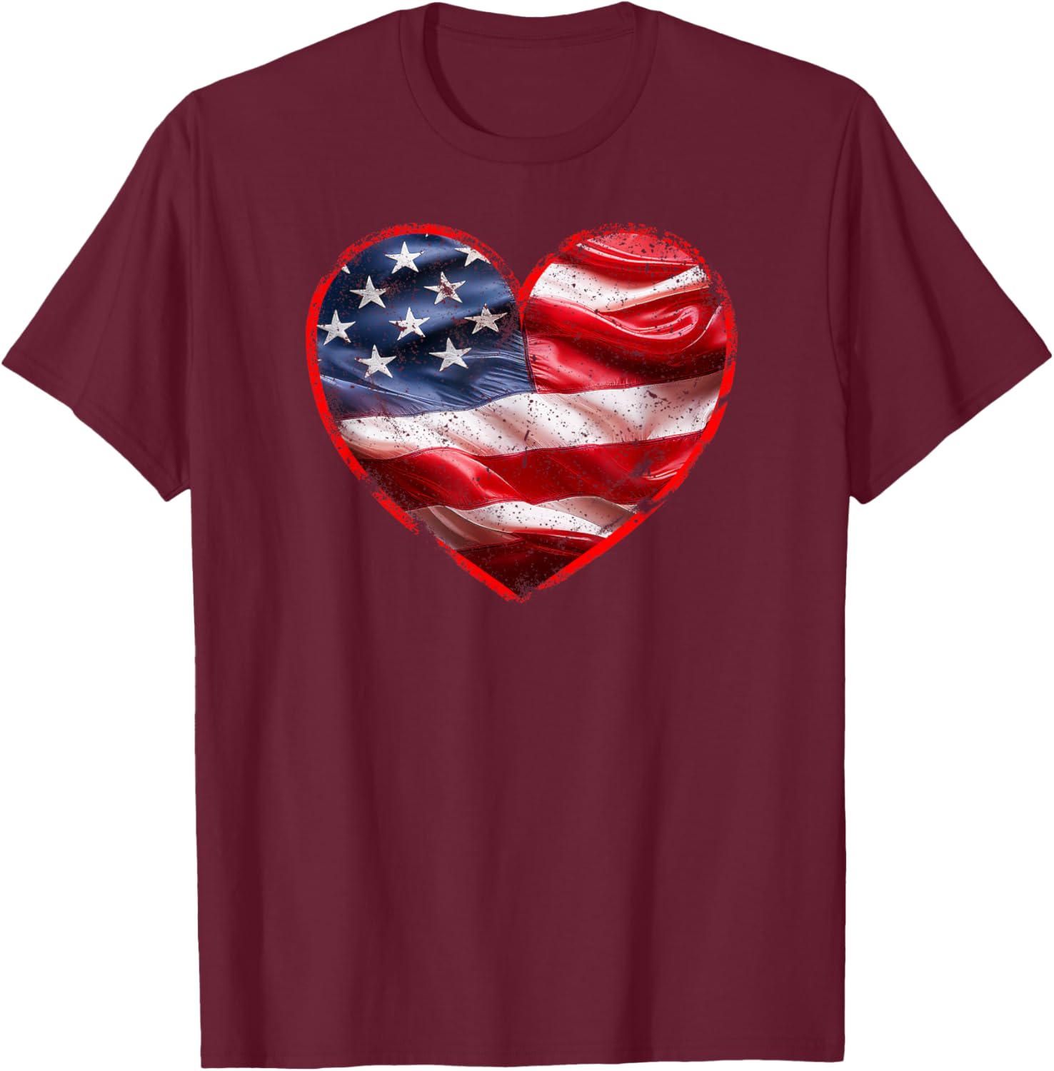 Heart-Shaped American Flag T-Shirt | Patriotic Clothing for All - 1