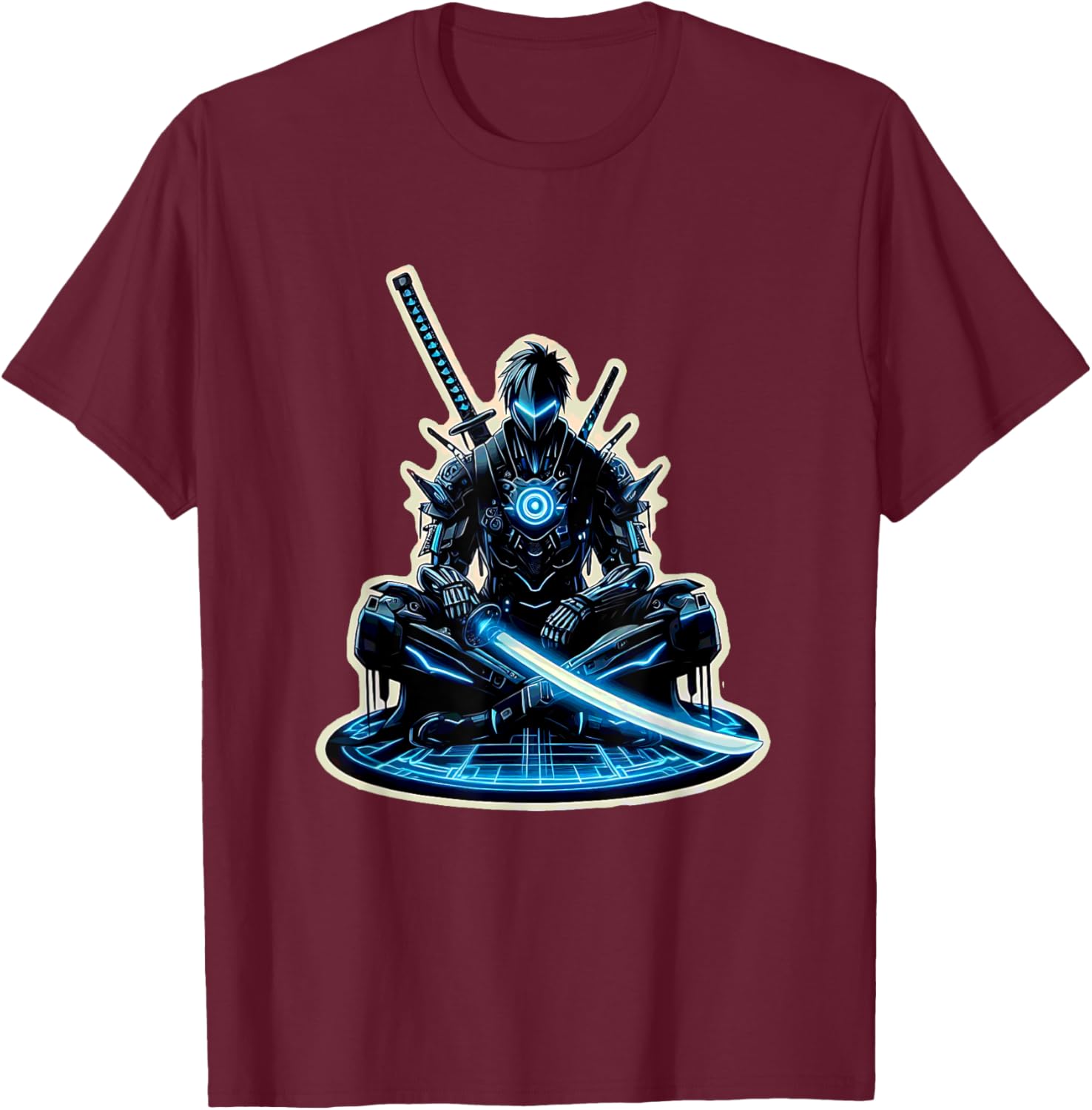 Futuristic Anime Samurai Gamer Warrior T-Shirt for Sci-Fi Fans - 16
