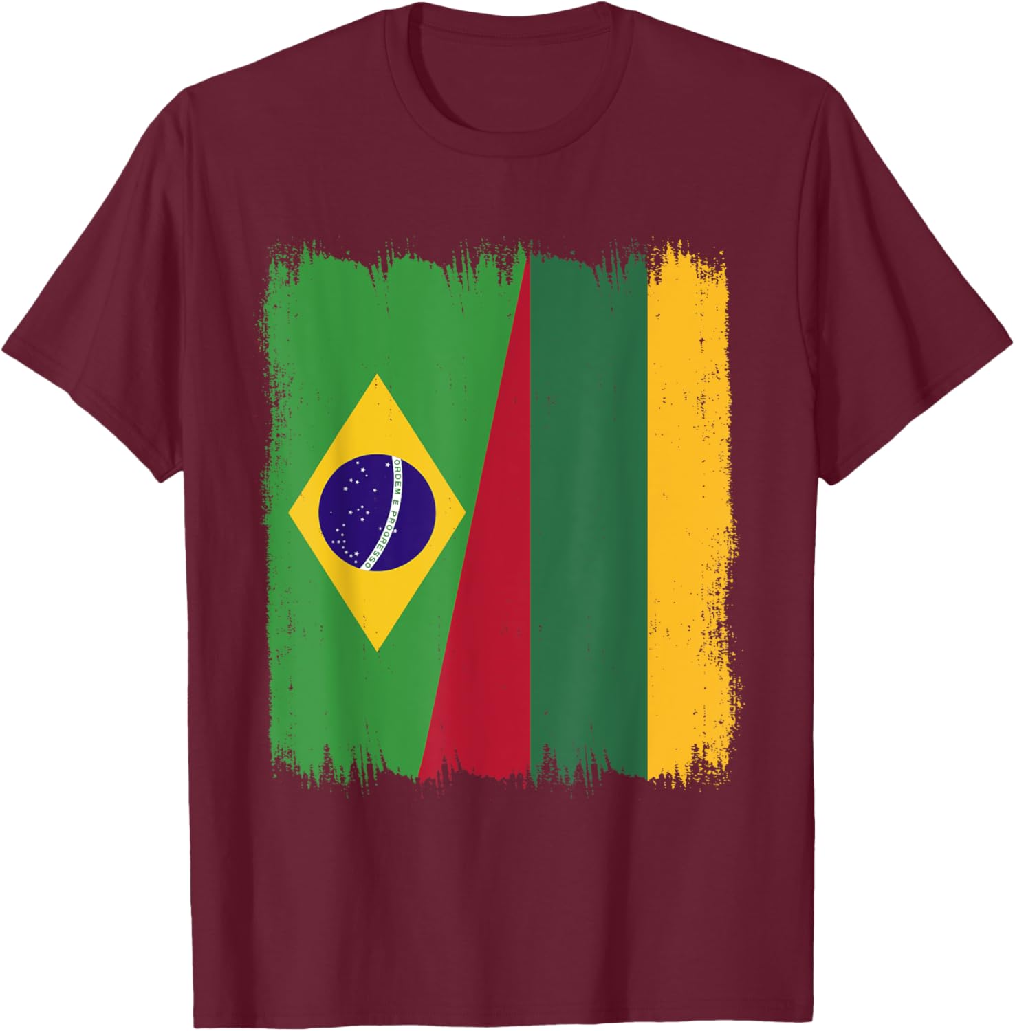 Brazil Lithuania Half Flag Roots T-Shirt for Proud Brazilian Lithuanians - 8
