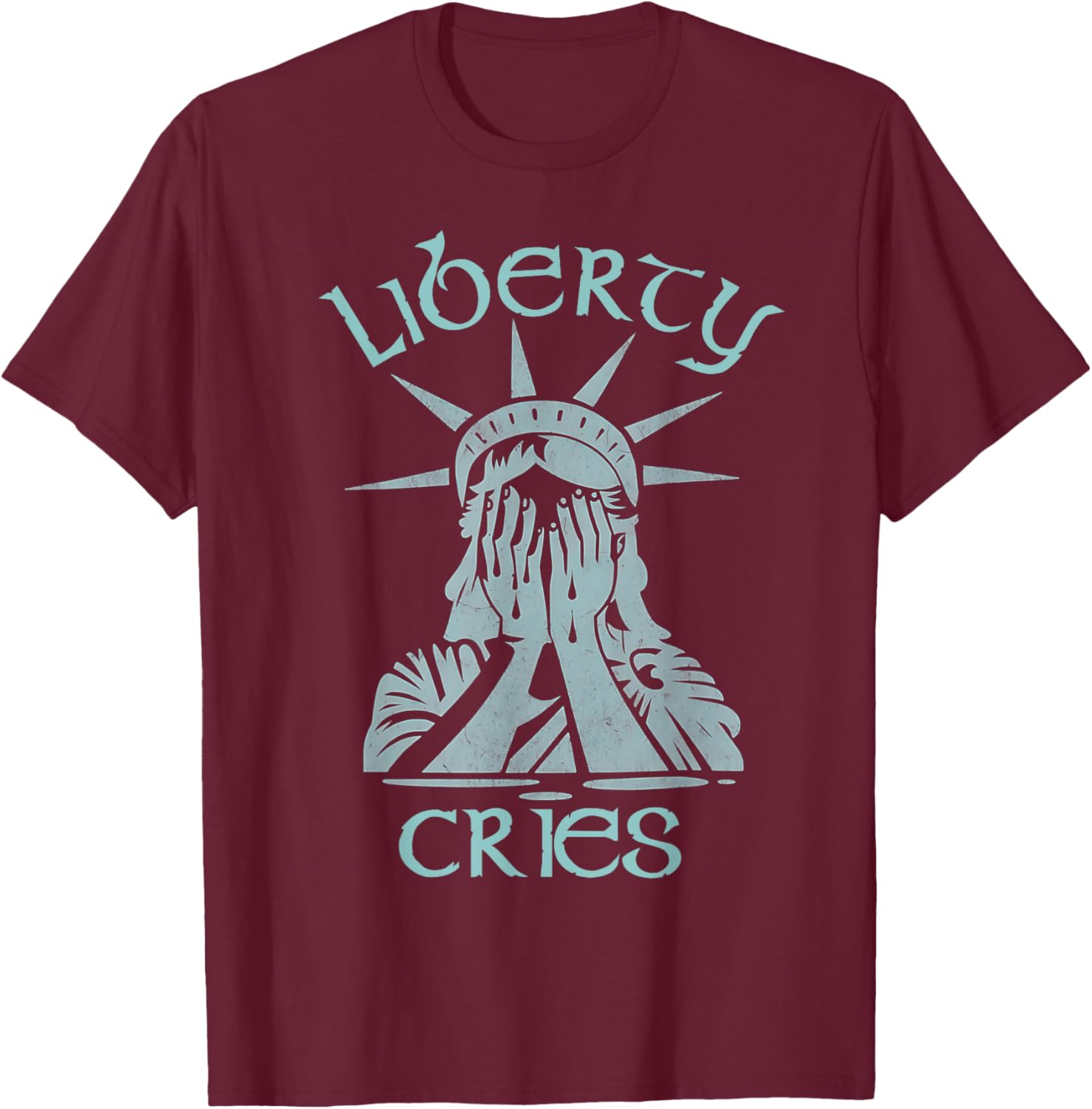 Statue of Liberty Headache Disgust Cry T-Shirt for American Pride - 16
