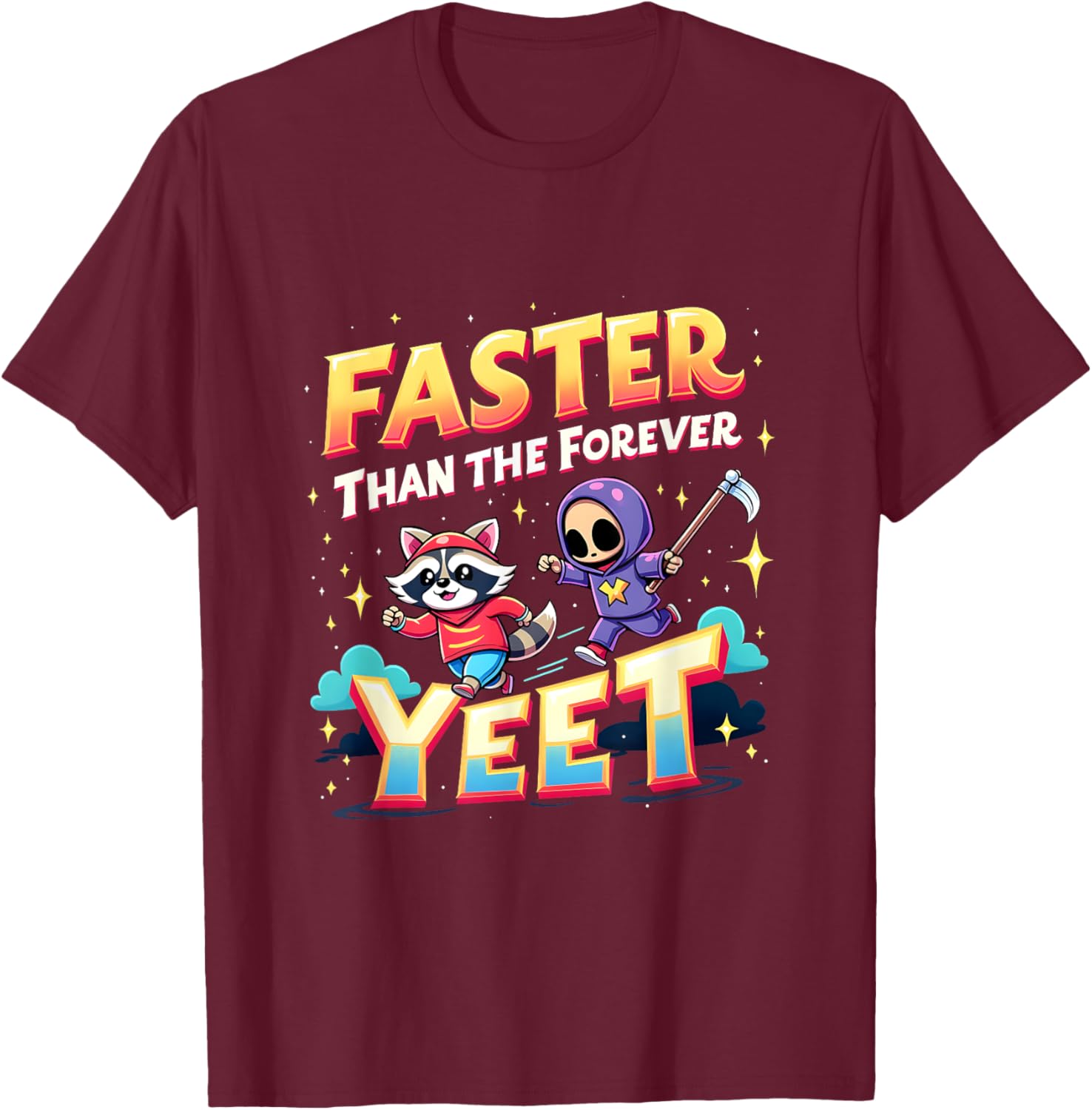 Faster Than The Forever Yeet Funny Raccoon Sloth T-Shirt for Fun Lovers - 9