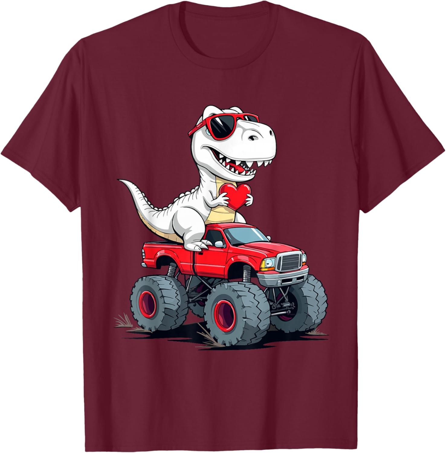 Fun Valentine's Day Dinosaur Monster Truck T-Shirt for Boys and Girls - 20