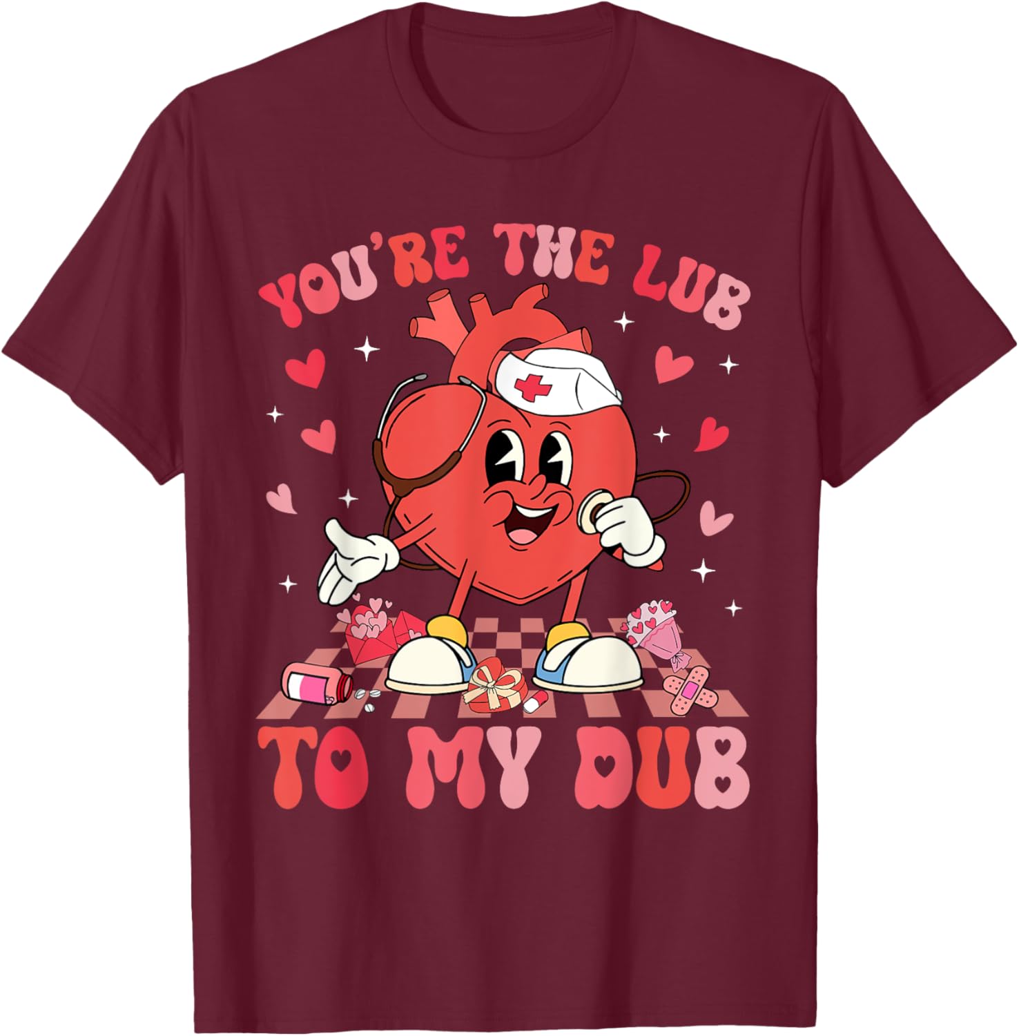 Valentine Retro You're The Lub To My Dub CVICU Nurse T-Shirt Gift - 13
