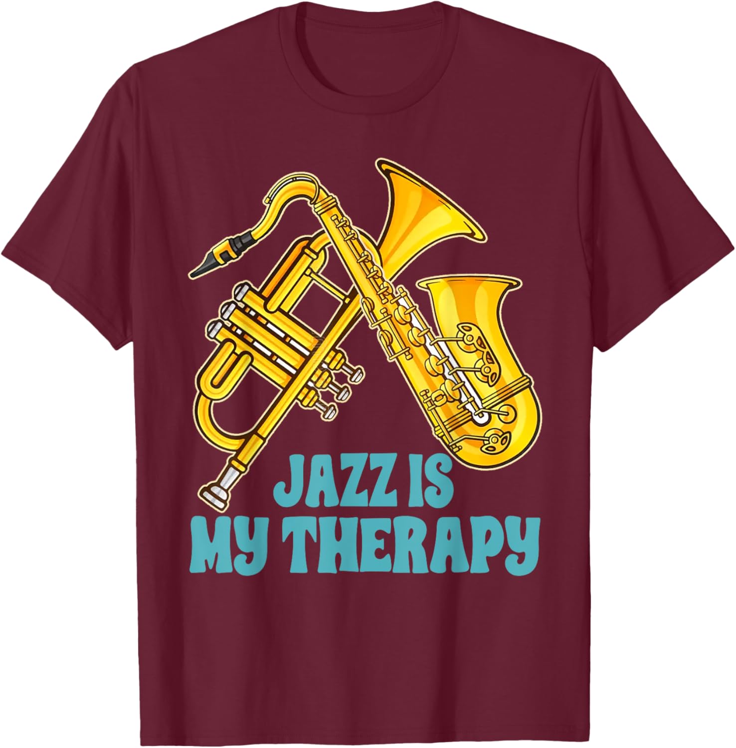Jazz Lover Musician T-Shirt Featuring Saxophone and Trumpet Design - 7