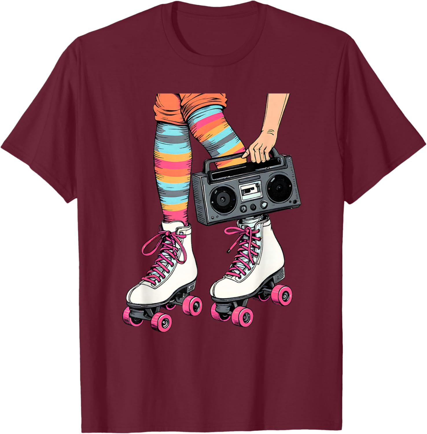 Retro Rollerskates Boombox T-Shirt for Fun 80's 90's Girls Vibes - 15