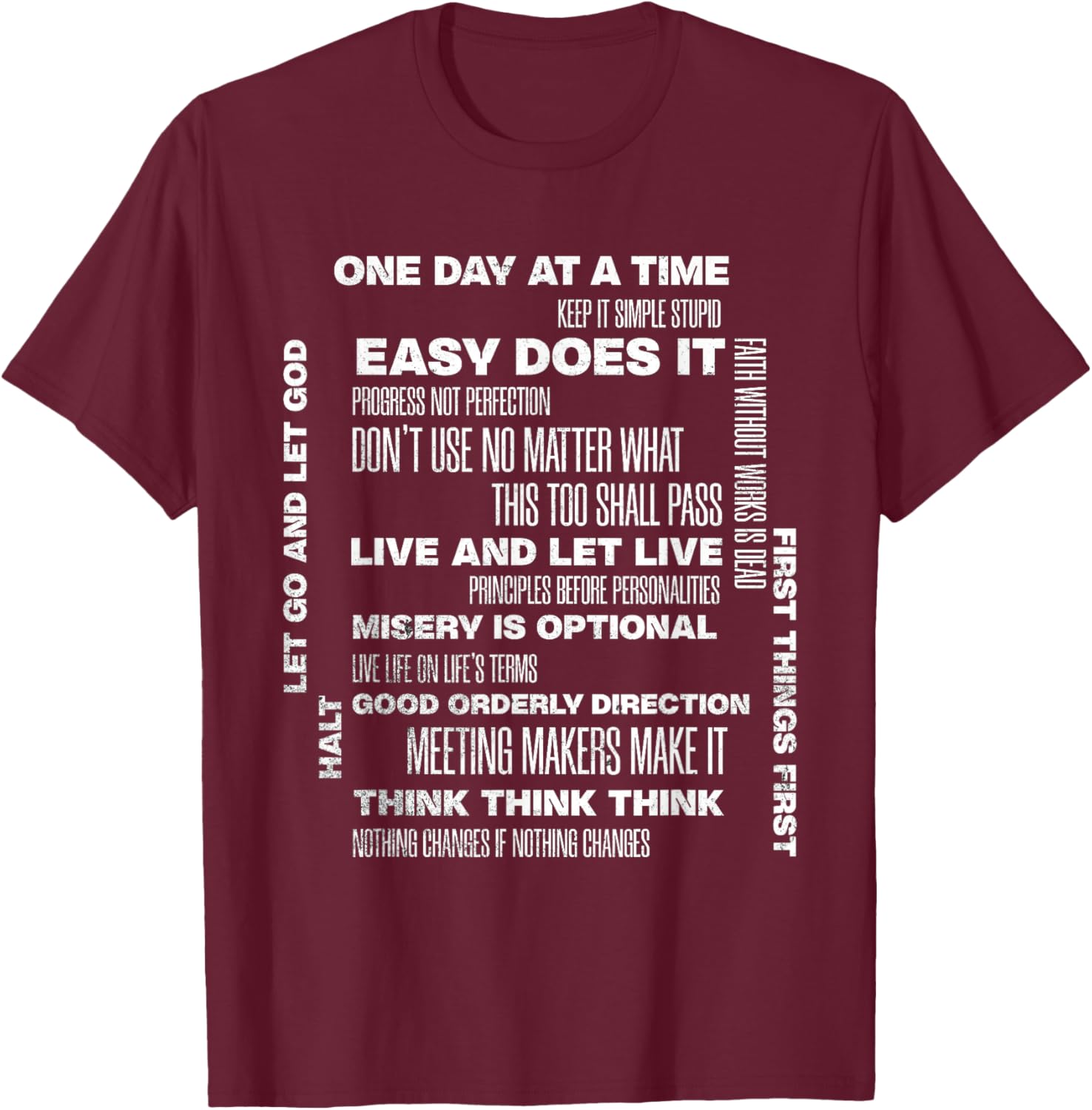 One Day At A Time Inspirational Recovery Sobriety Anniversary T-Shirt - 3