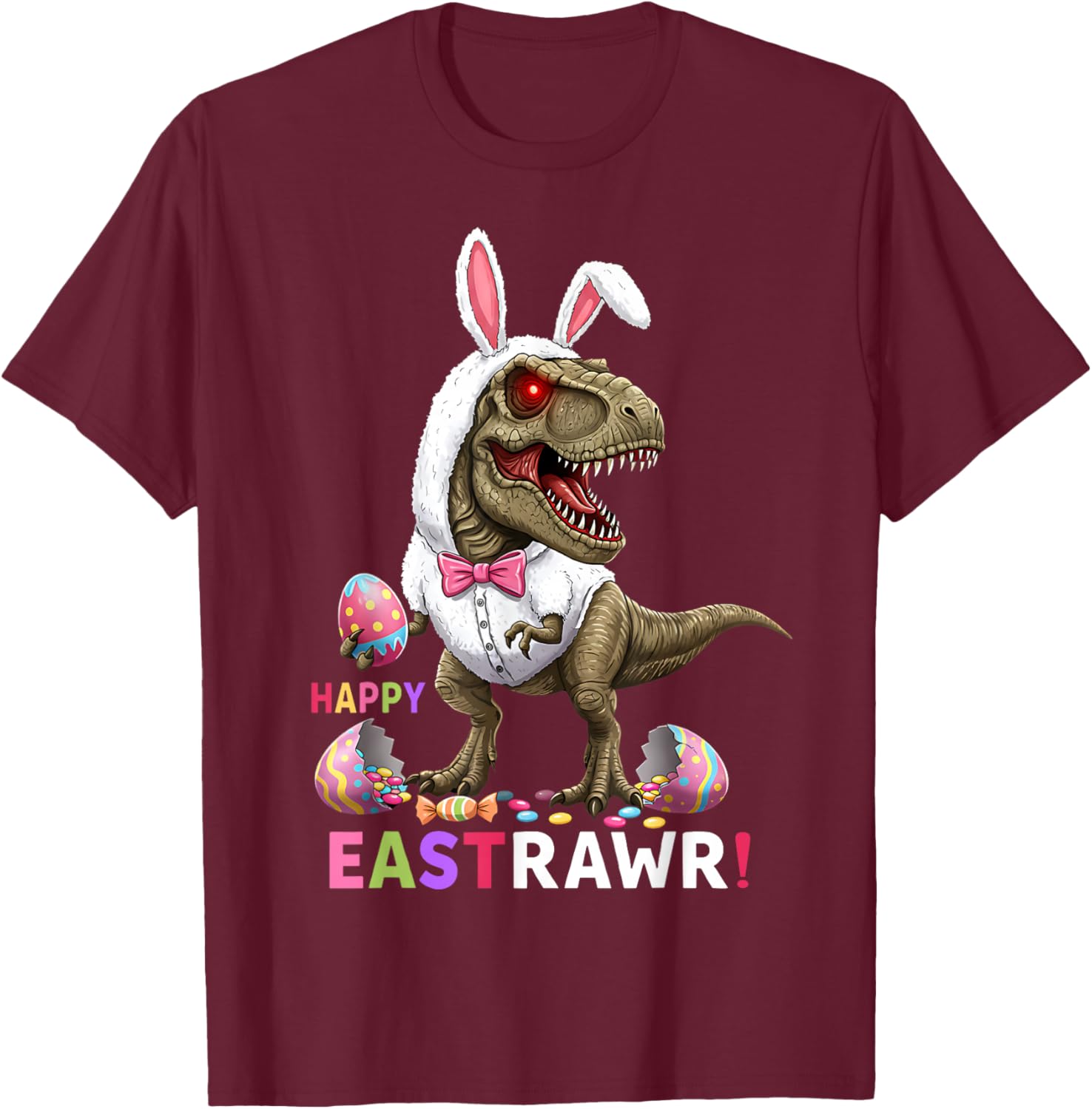 Happy Eastrawr T Rex Bunny Candy Egg Costume T-Shirt for Easter Fun - 6