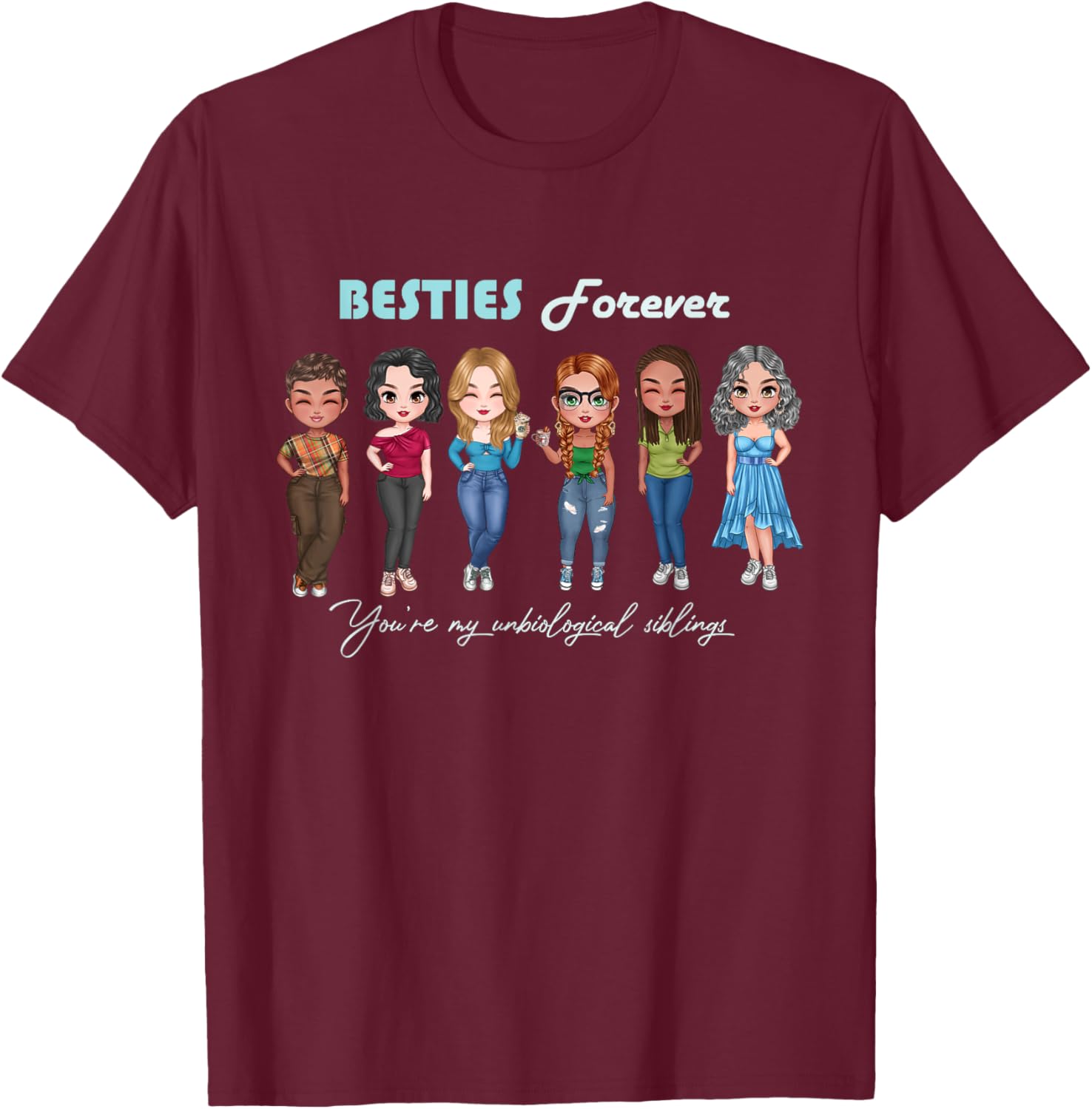 Chibi Best Friends T-Shirt for Unbiological Sisters and Siblings - 10