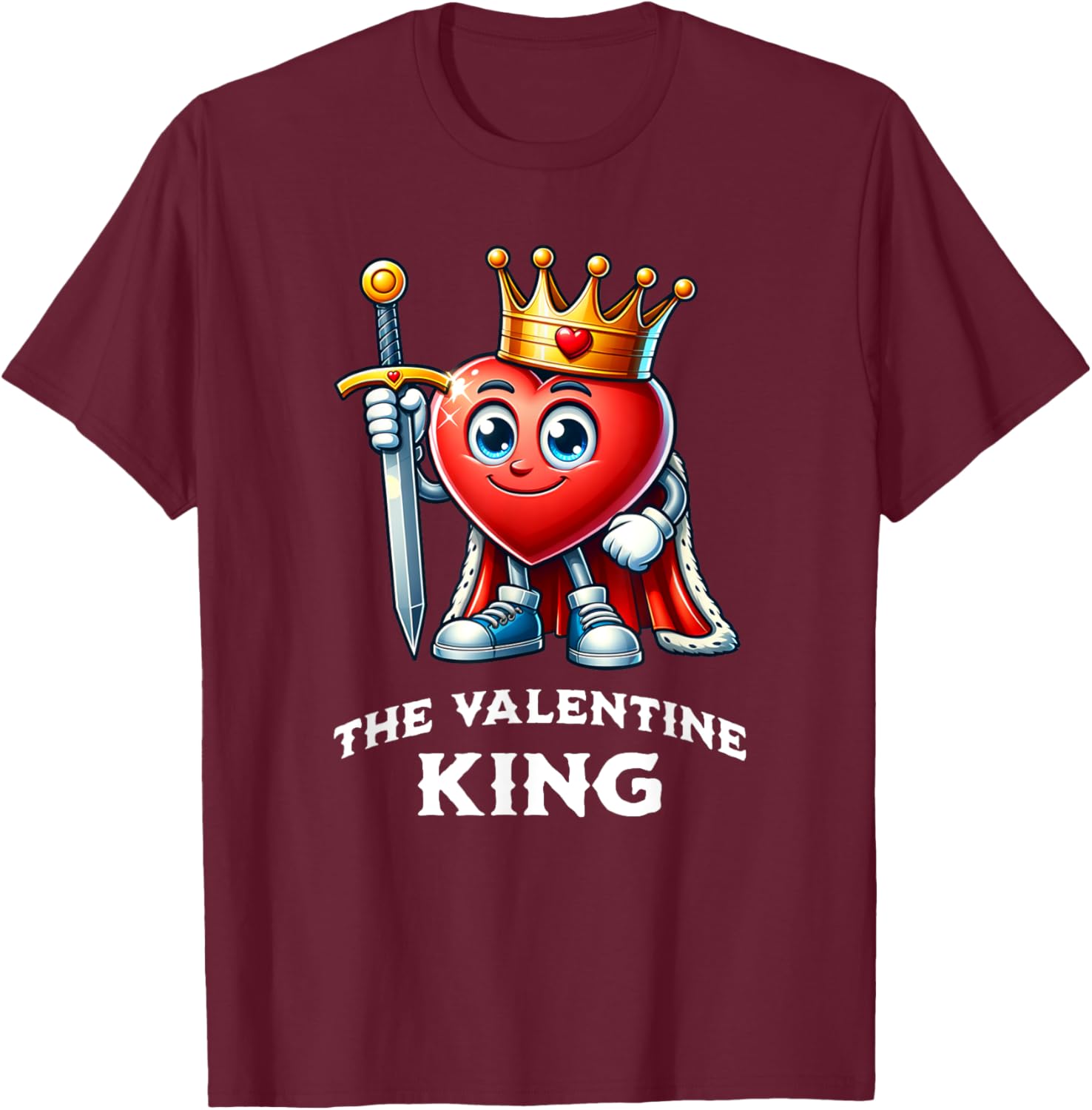 Funny Valentine's Day King Heart Graphic T-Shirt for Men and Boys - 14