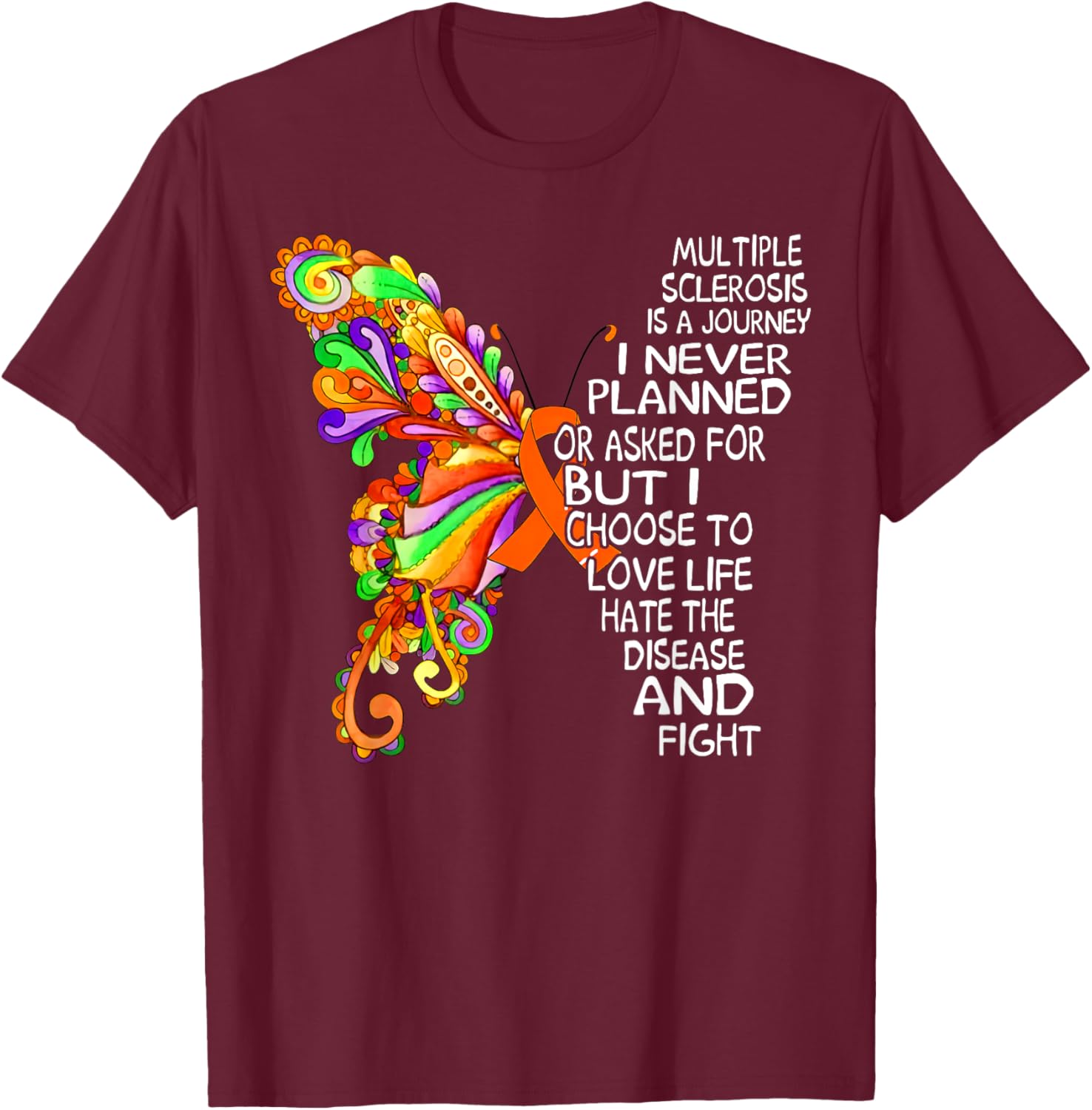 Butterfly Ribbon MS Warrior T-Shirt for Multiple Sclerosis Awareness - 19