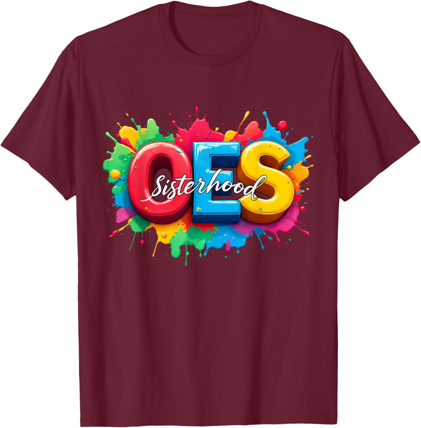 Colorful OES Sisterhood Watercolor T-Shirt for Eastern Star Fans - 8