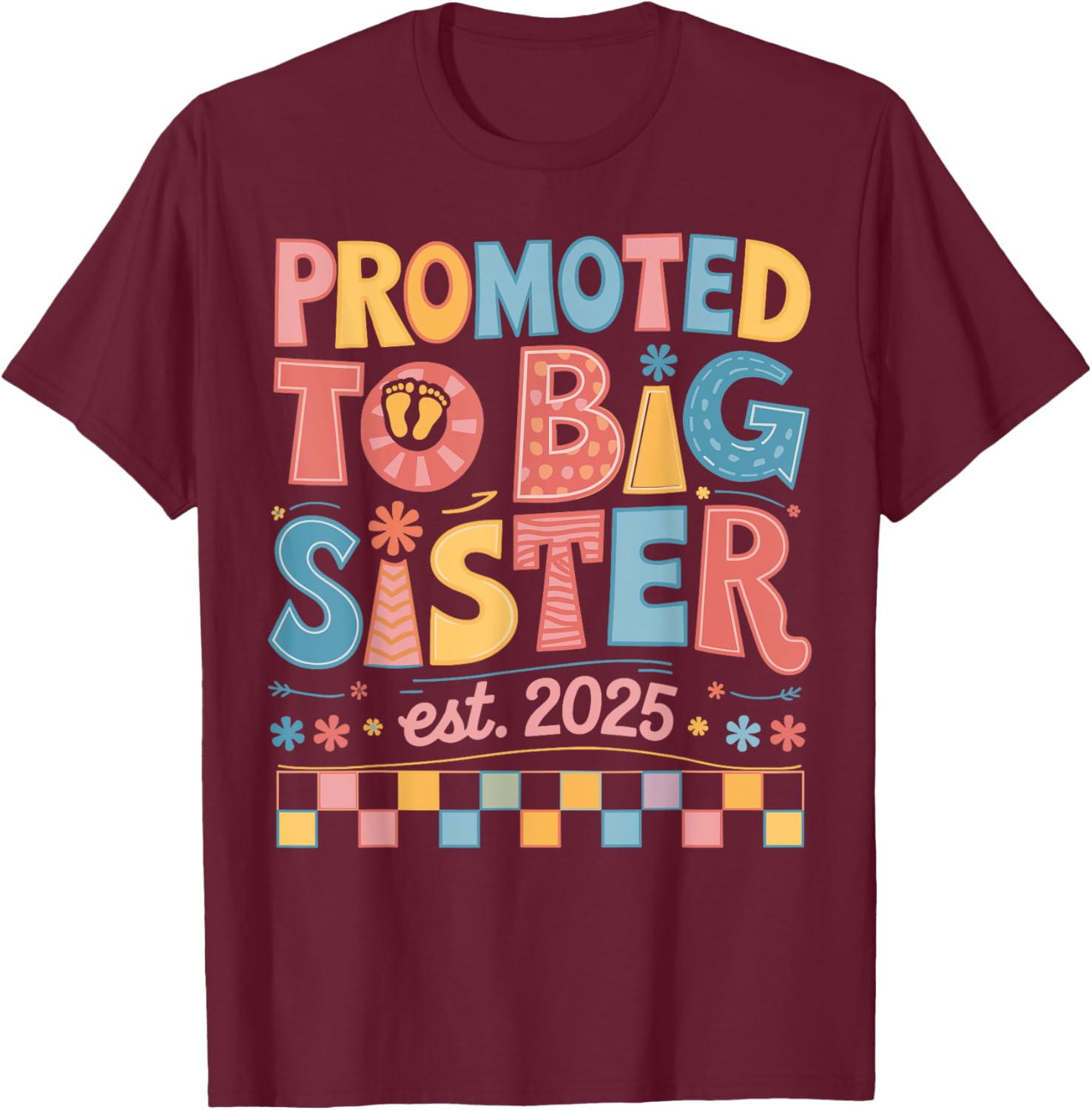 Funny Groovy Big Sister 2025 T-Shirt for New Sibling Announcement - 7