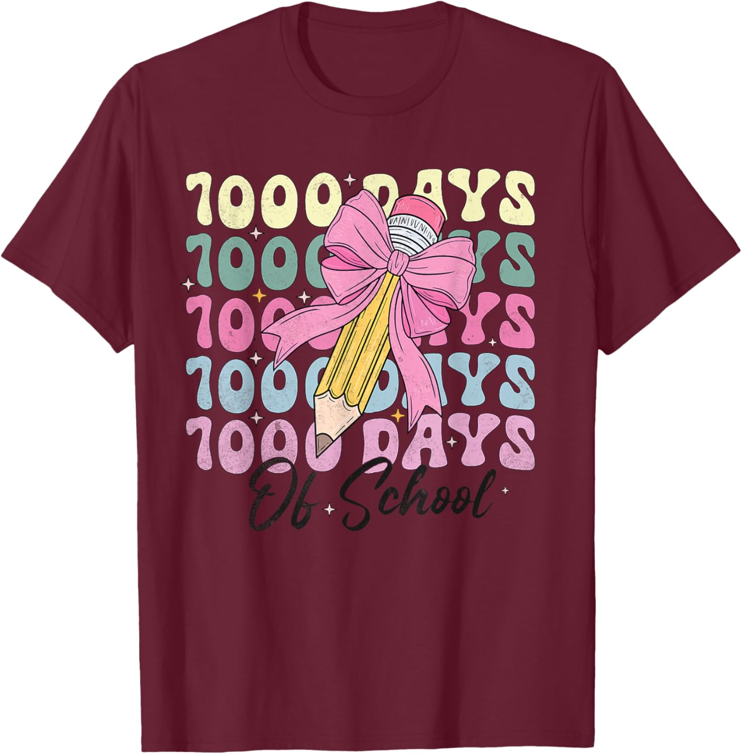 1000 Days of School Girls Coquette Bow T-Shirt for Celebration Fun - 22