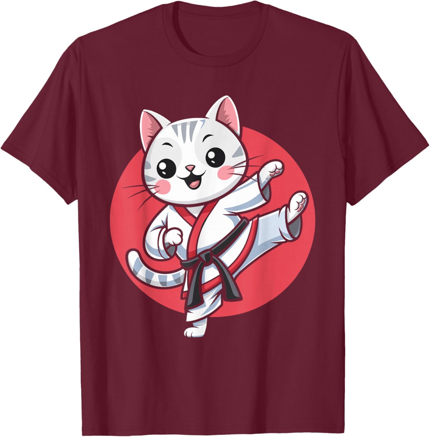 Kawaii Japanese Cat Karate Jiu Jitsu T-Shirt for Women and Kids - 11