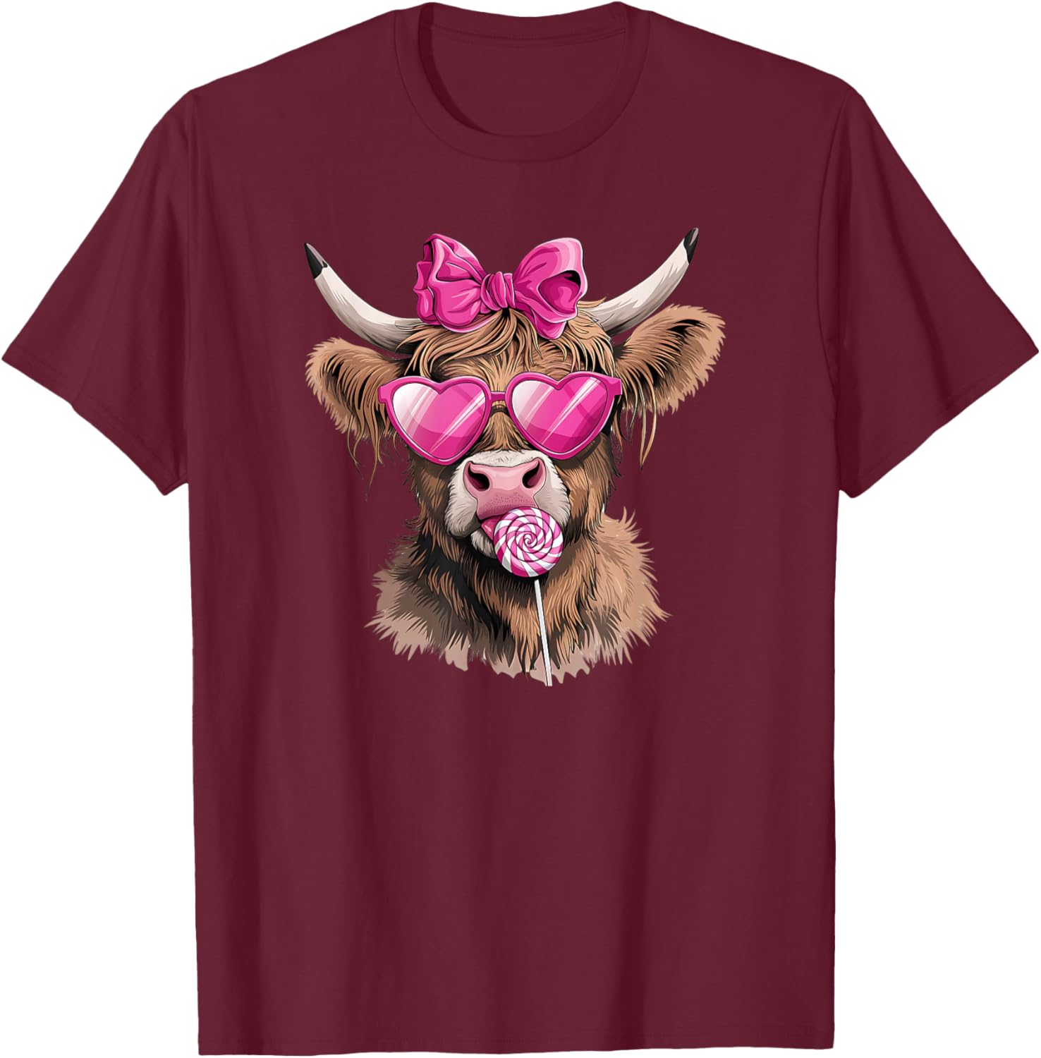 Adorable Cow with Bow Women's T-Shirt Perfect for Valentine's Day Gift - 3