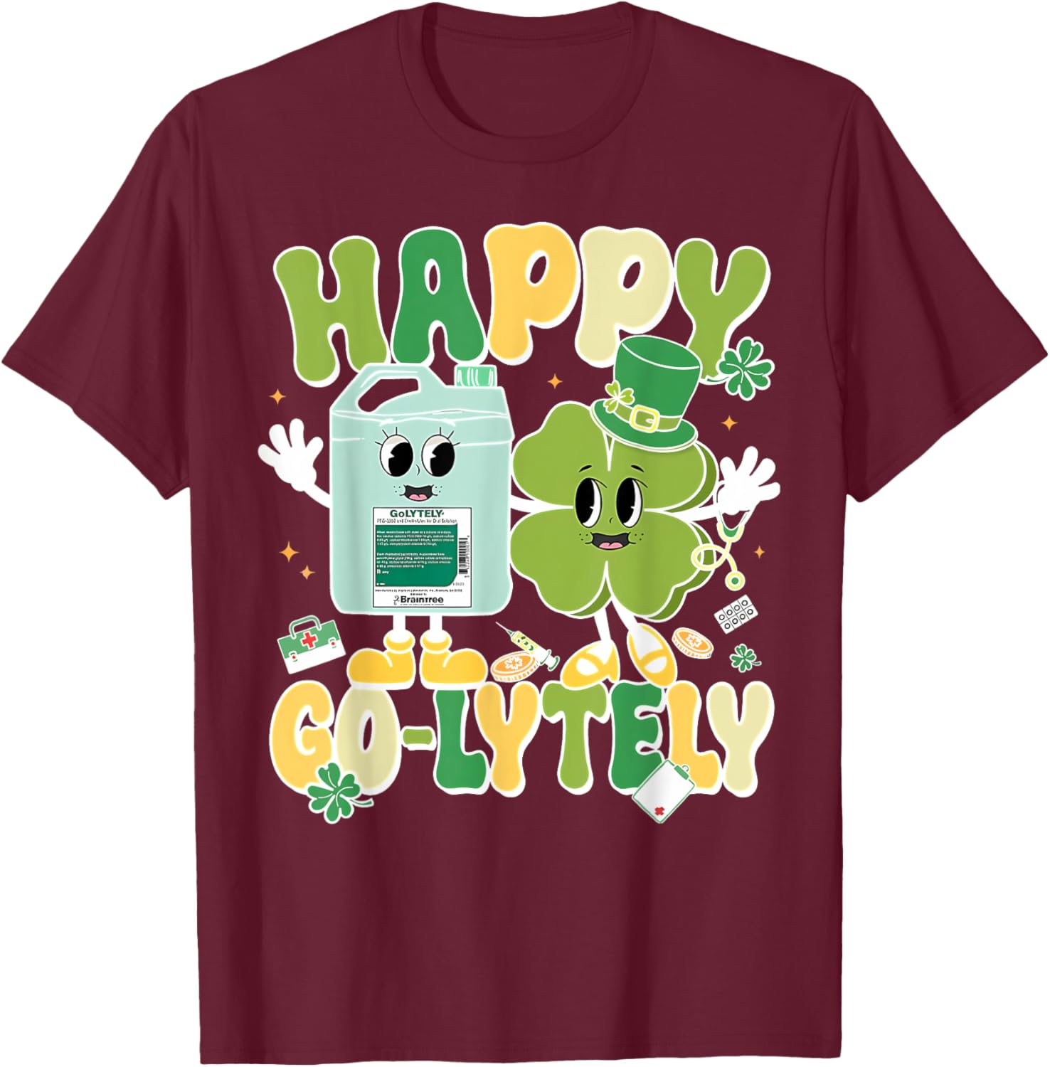 Happy Go-Lytely St Patrick's Day GI Nursing Humor T-Shirt for Fun Nurses - 19