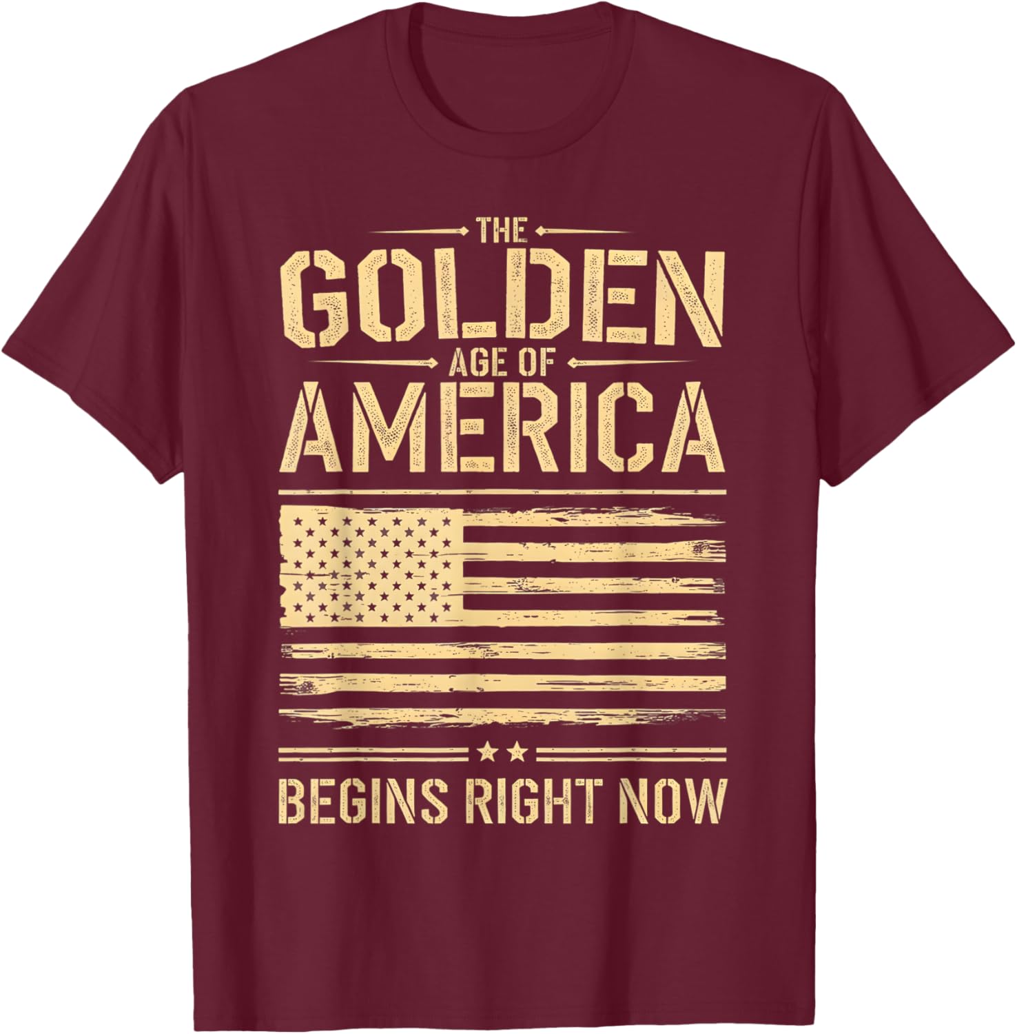 Golden Age of America Distressed T-Shirt with USA Flag Design - 13