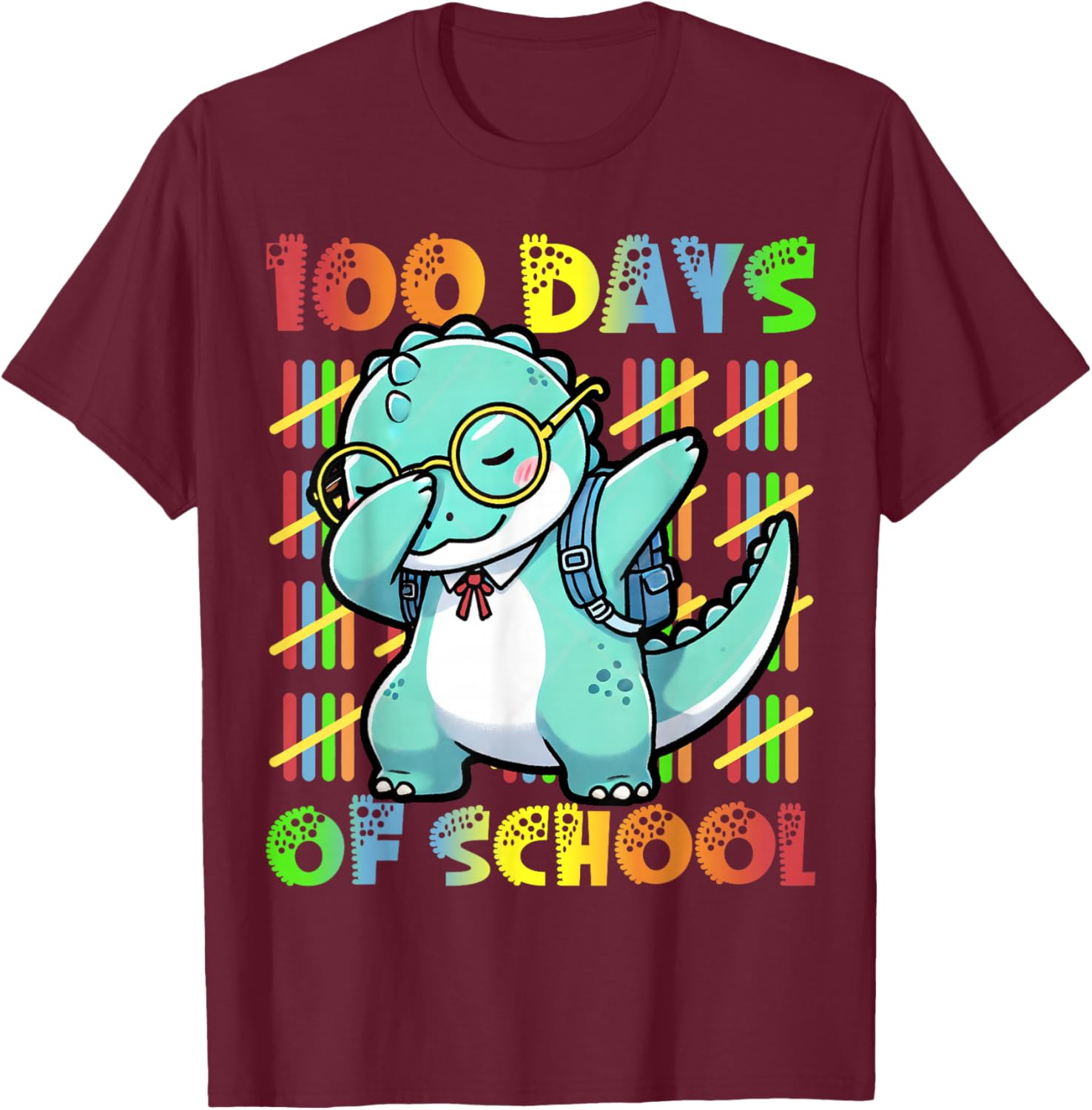Dabbing Dinosaur 100 Days of School Kids T-Shirt for Fun Celebrations - 12