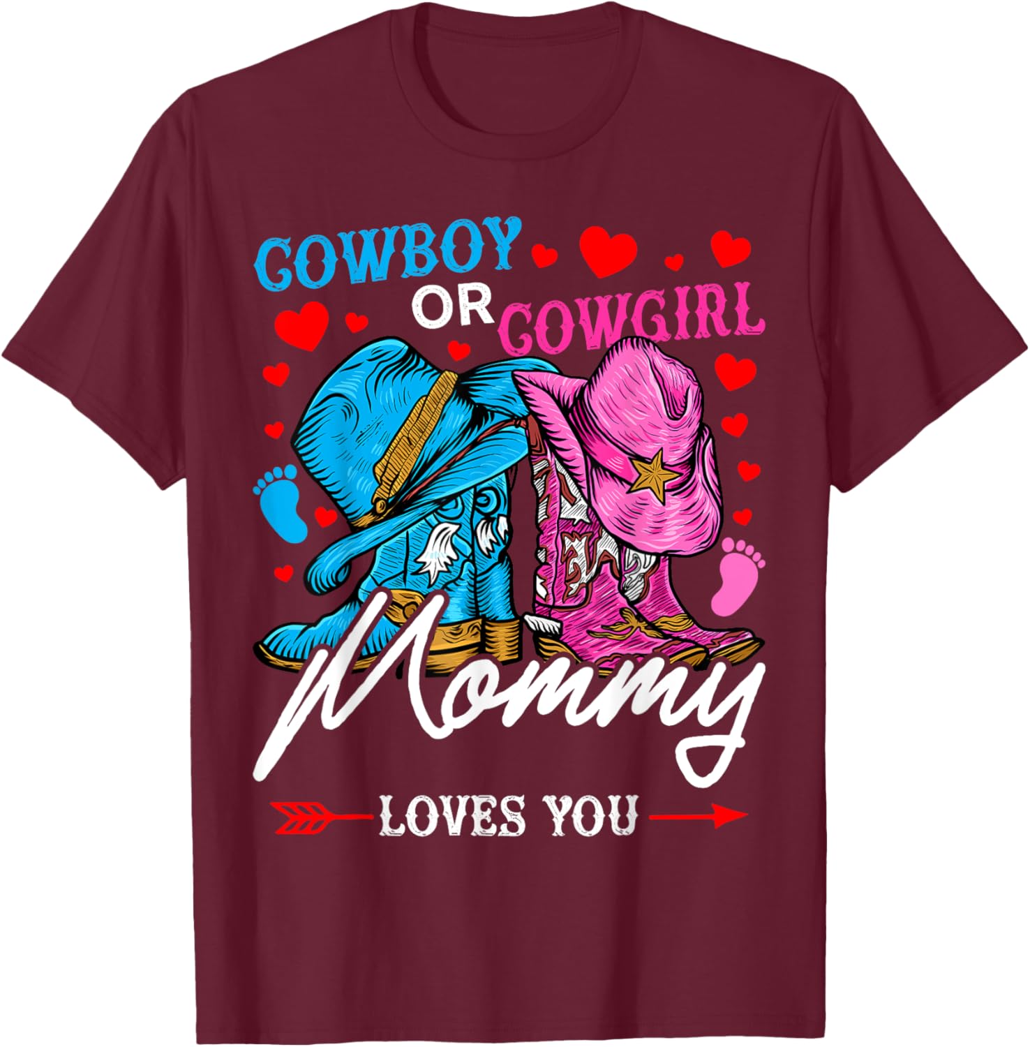 Adorable Gender Reveal T-Shirt for Mom - Cowboy or Cowgirl Style - 7