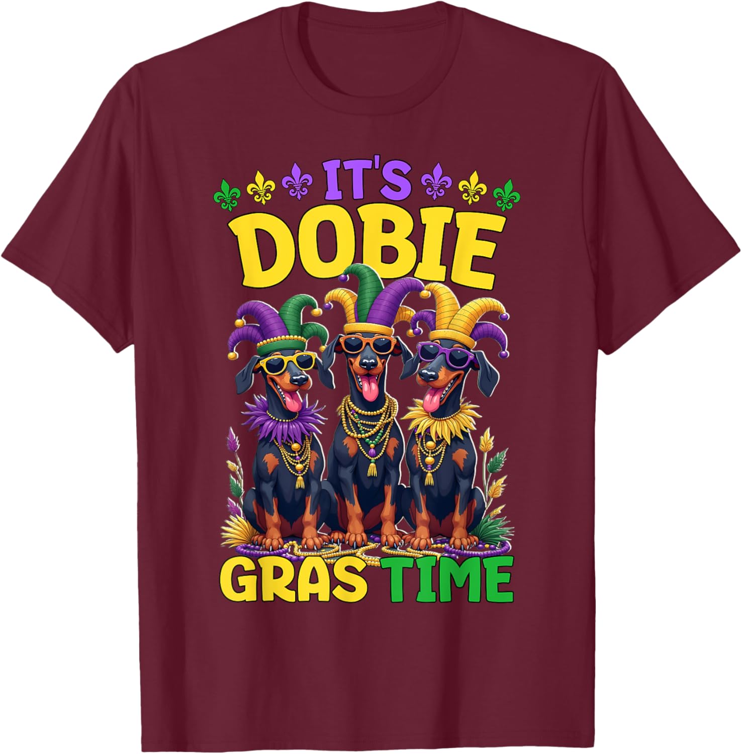 Mardi Gras Doberman T-Shirt Celebrating Carnival Festivities - 16