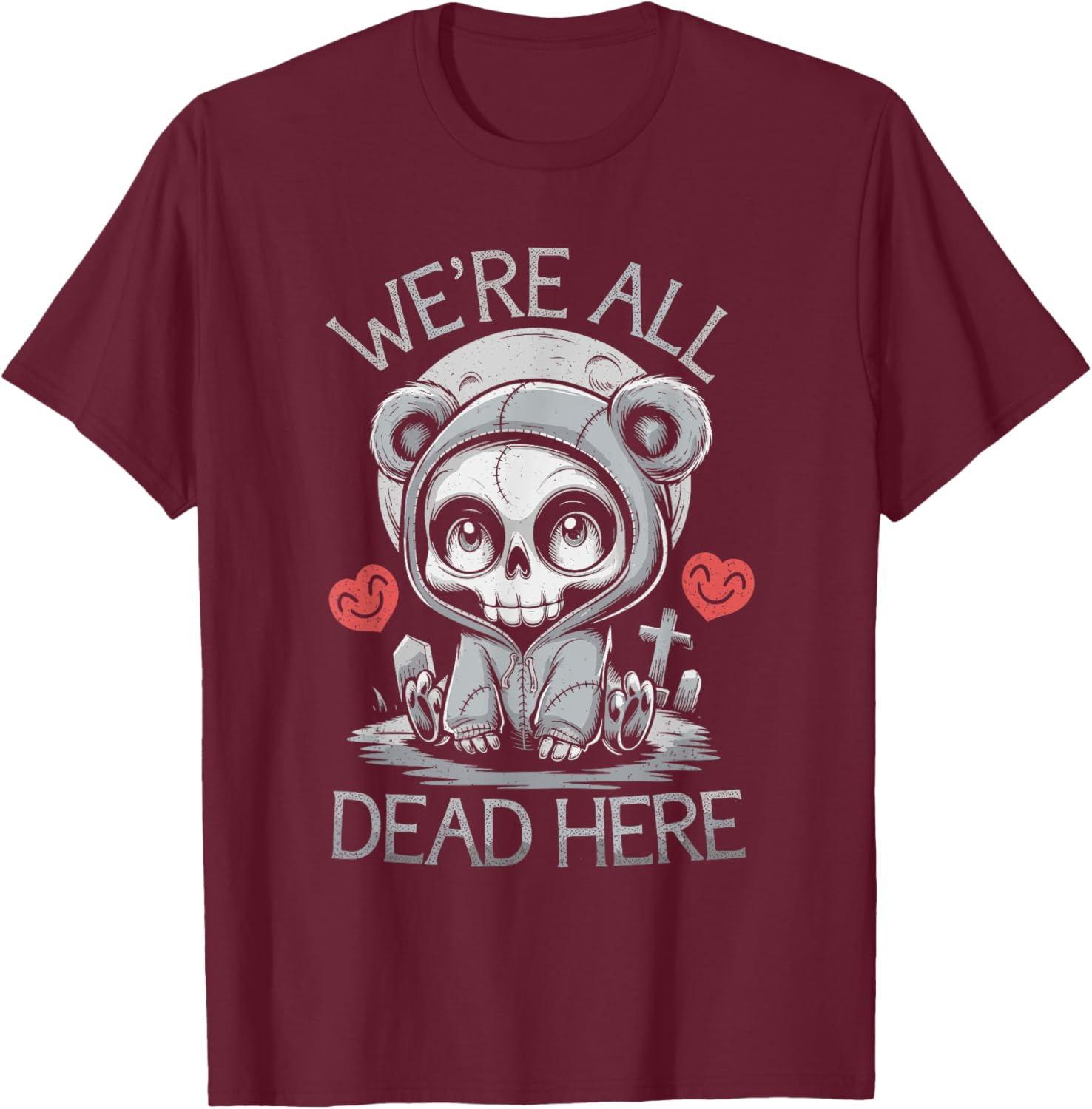 Creepy Skeleton Teddy Bear Goth Girl T-Shirt for Unique Style Lovers - 3
