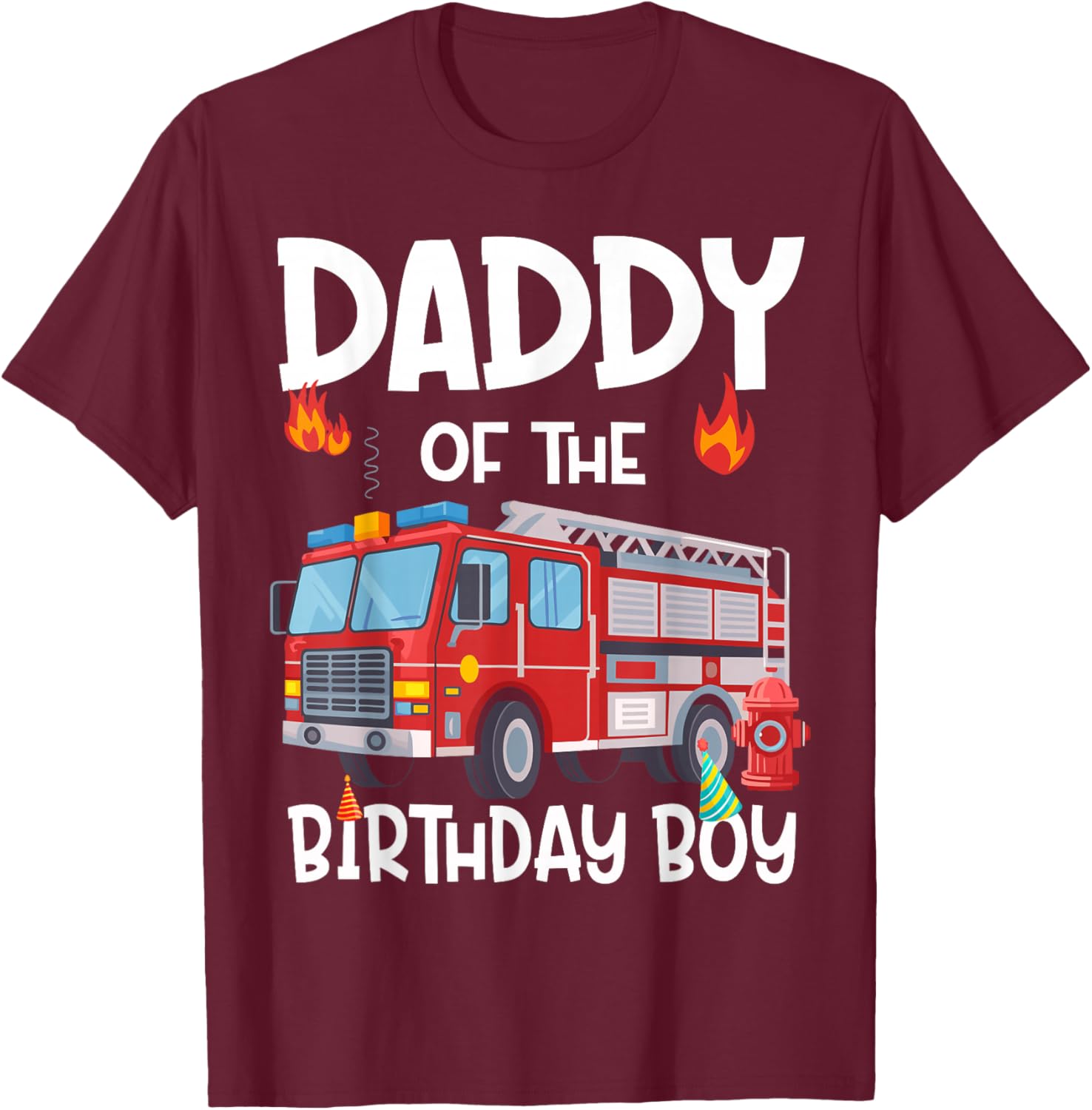 Daddy of the Birthday Boy Fire Truck T-Shirt for Proud Firefighter Dads - 5