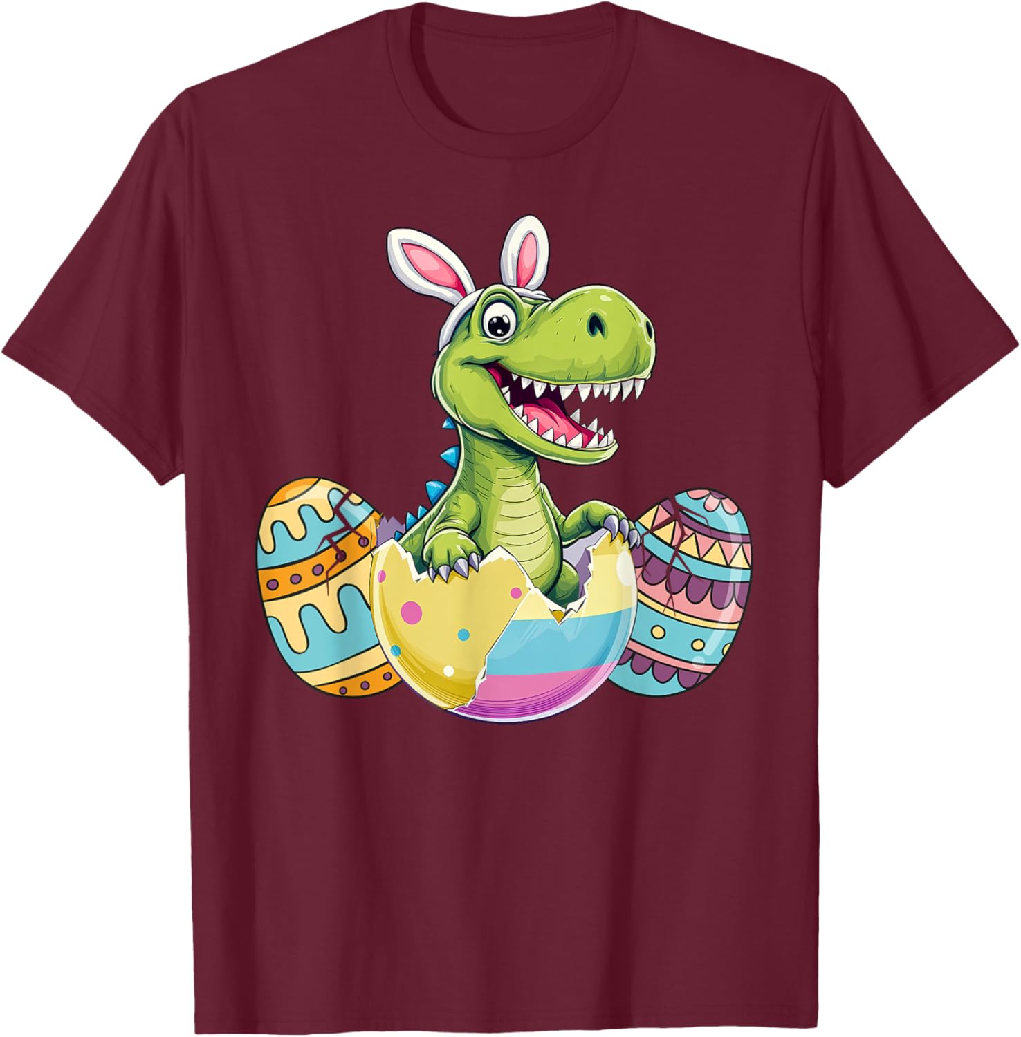 Happy Easter Dinosaur Bunny Ears T Rex Kids T-Shirt for Boys - 1