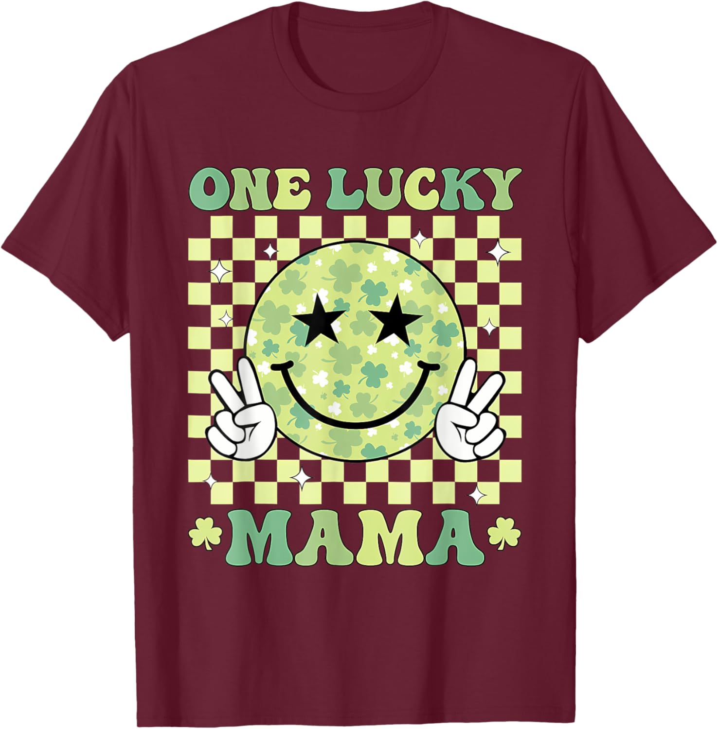 One Lucky Mama St Patricks Day 2025 Retro T-Shirt for Moms - 23