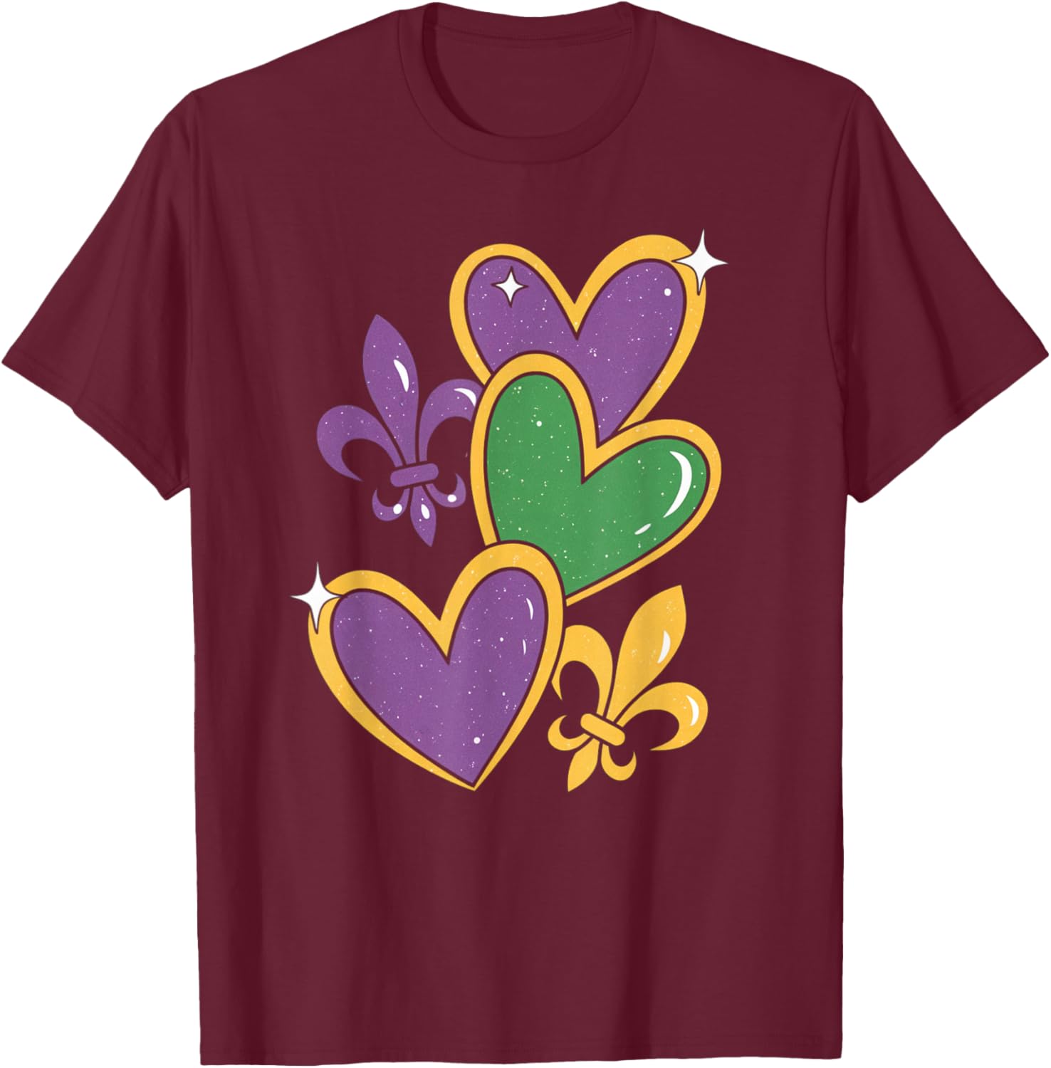 Mardi Gras Hearts T-Shirt for Women Girls Kids and Toddlers - 14