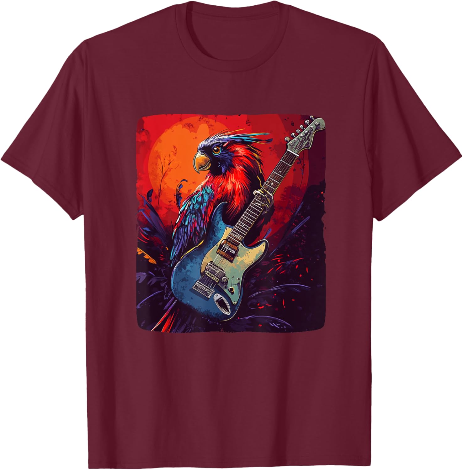 Trendy Rock Vibes Electric Guitar Bird T-Shirt for Music Lovers - 22