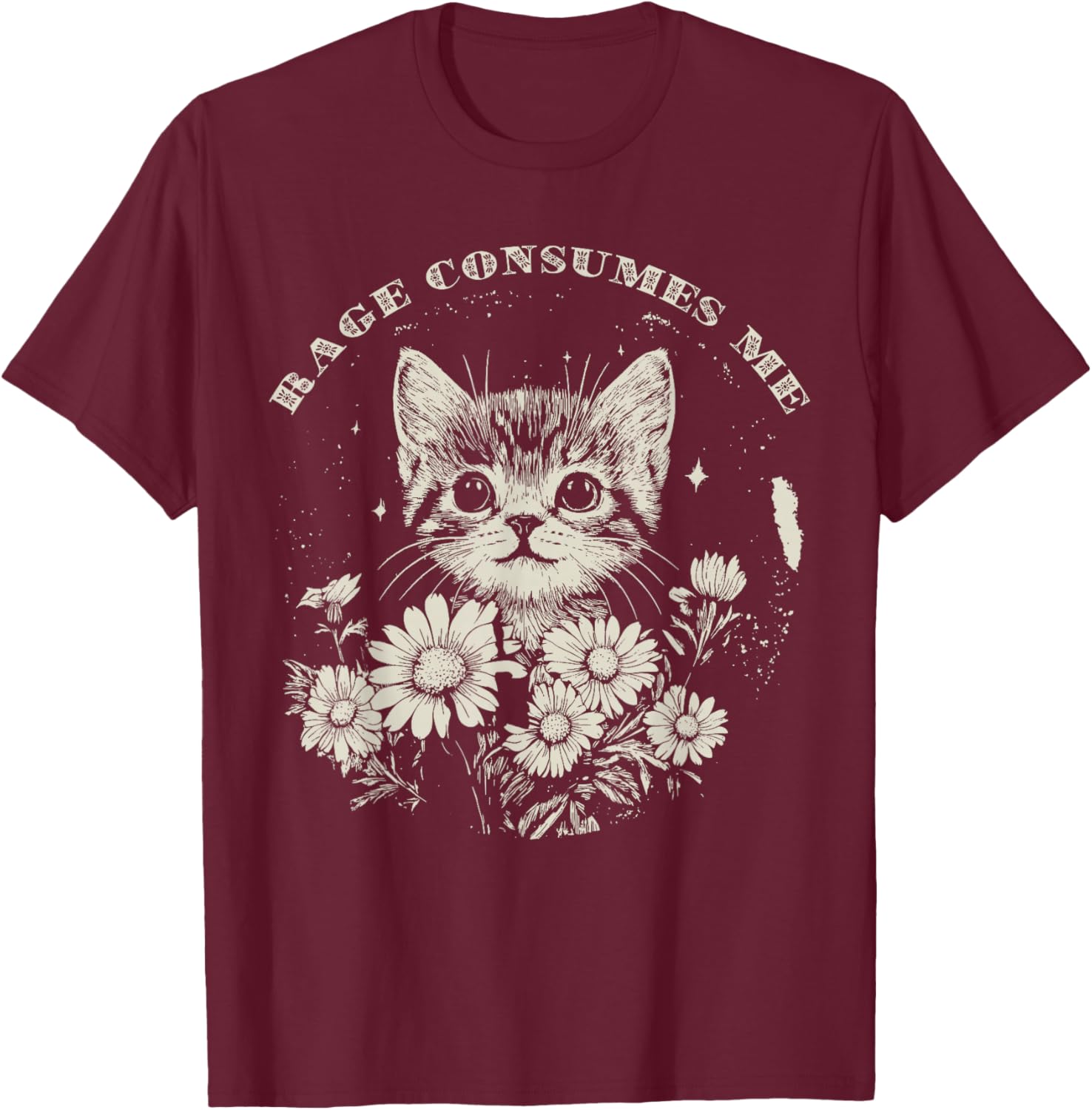 Cute Cat Rage T-Shirt Funny Sarcastic Kitten with Flower Design - 9