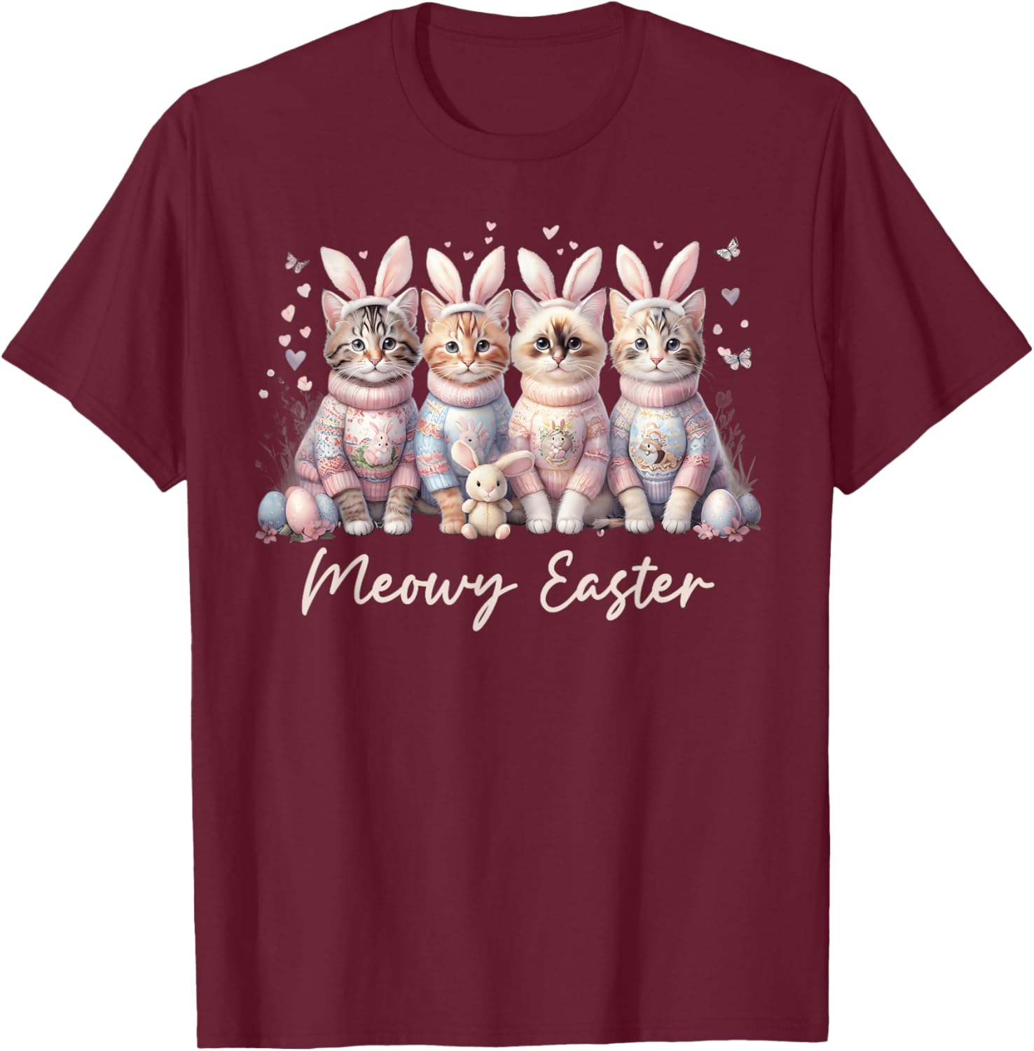 Happy Easter Bunny Cats T-Shirt for Women and Kids – Cute Spring Apparel - 11