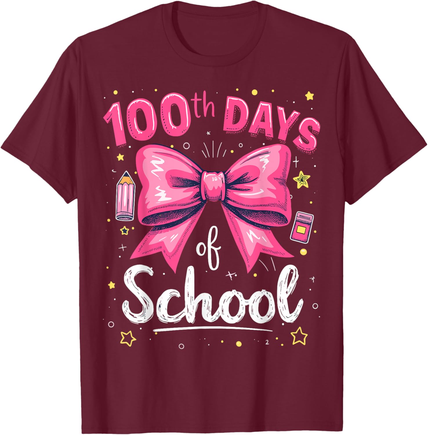 100 Days of School Teacher Coquette Bow T-Shirt for 100th Day Celebration - 14