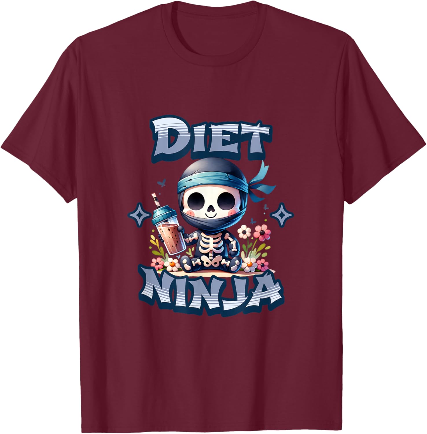 Cute Diet Ninja Protein Shake Skeleton Ninja T-Shirt for Fun Fitness Style - 17