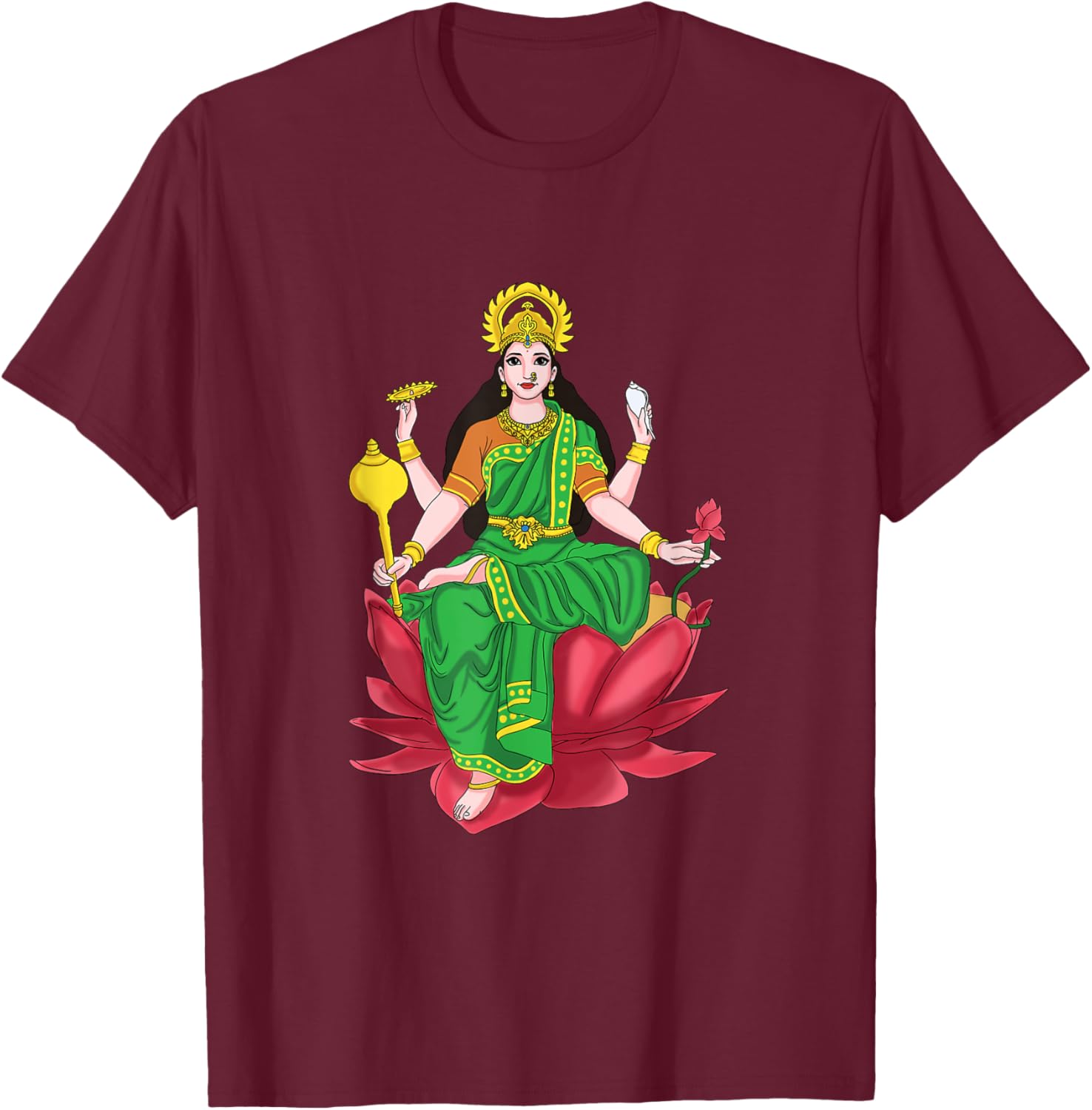 Laxmi Mata Diwali T-Shirt with Lotus Illustration for Pooja Celebrations - 24