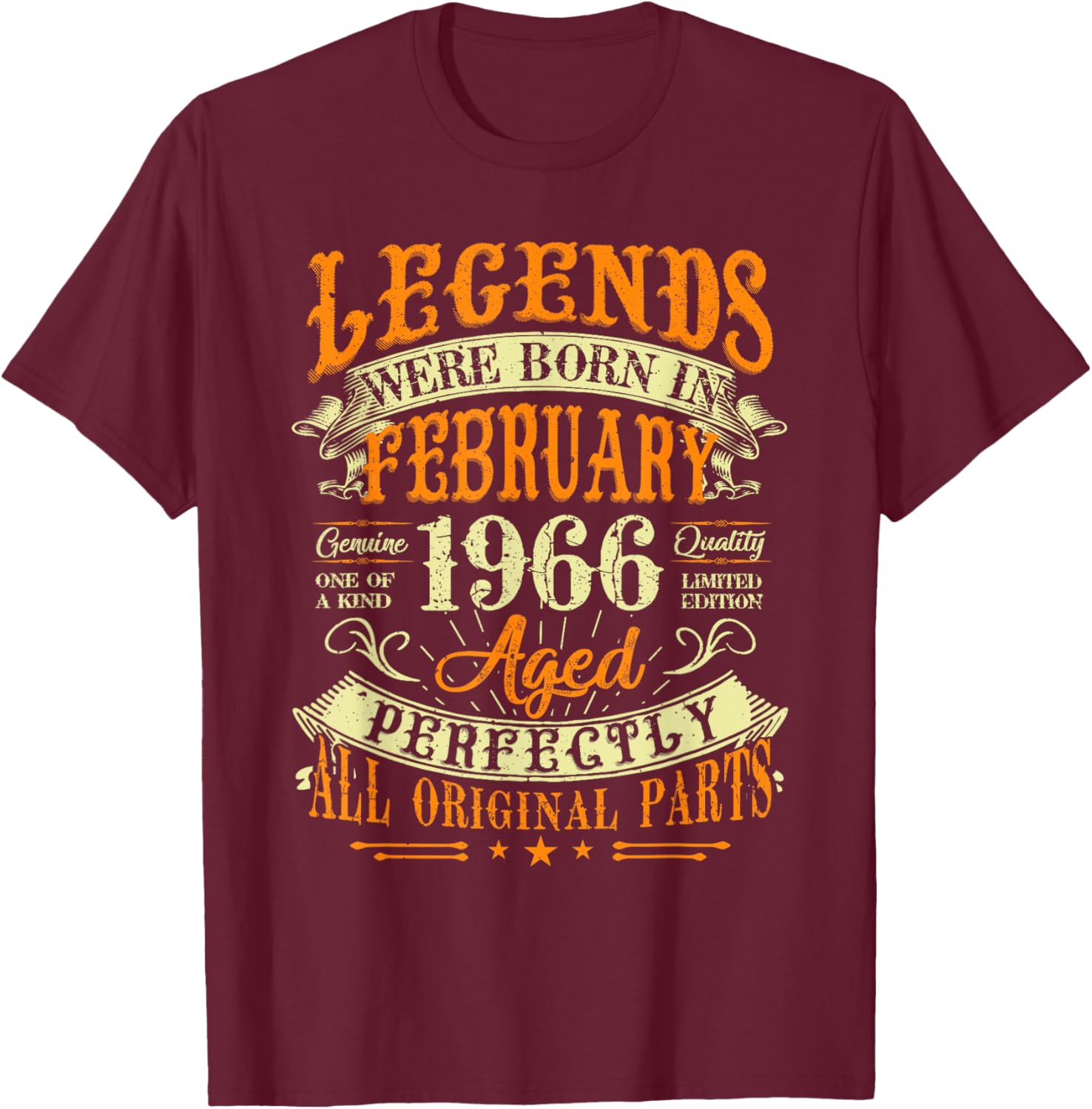 59th Birthday Gift T-Shirt for Legends Born February 1966 Stylish Design - 14