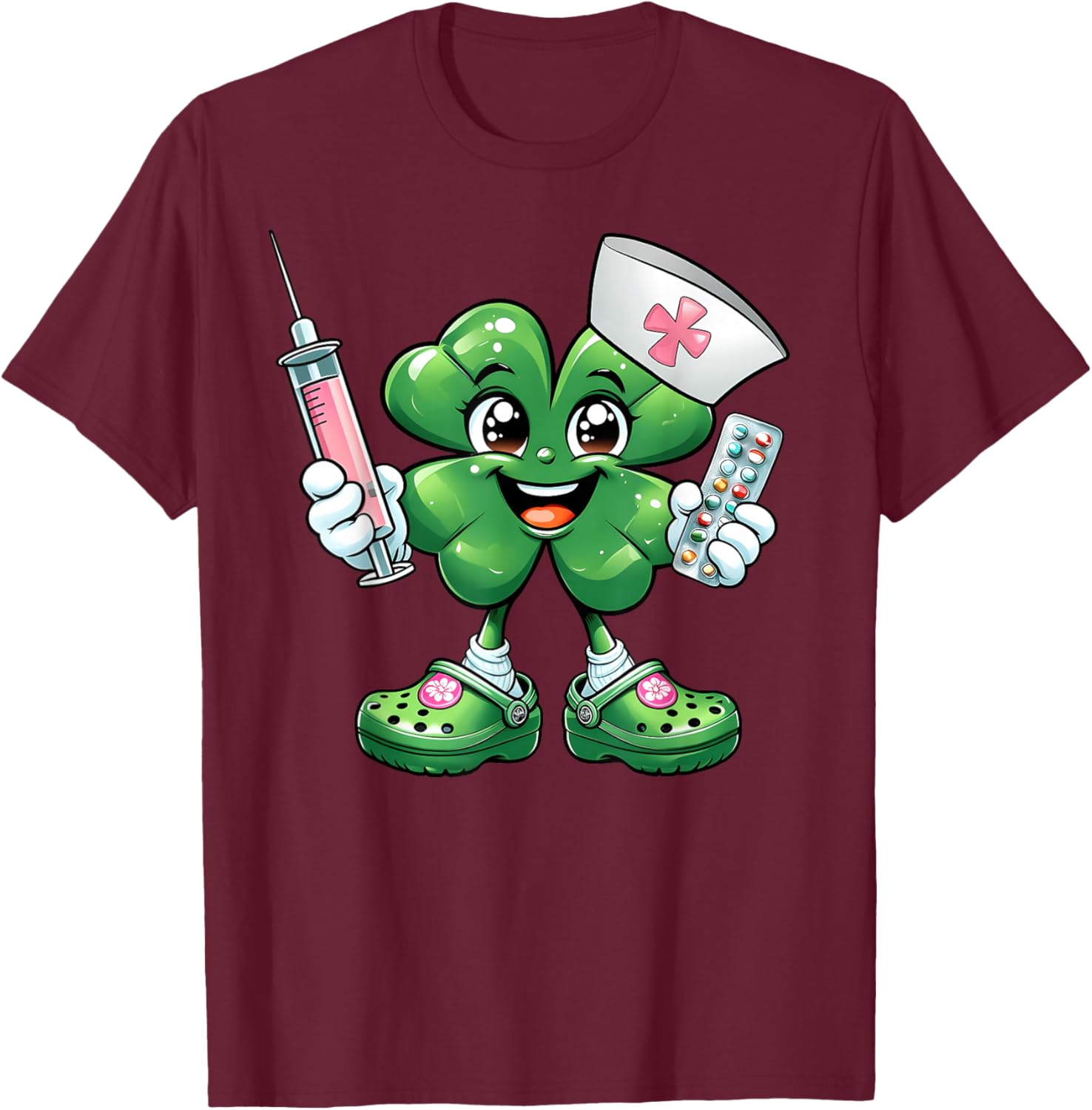 Saint Pattys Scrub T-Shirt for Nurses with Shamrock Design - Women's Apparel - 2