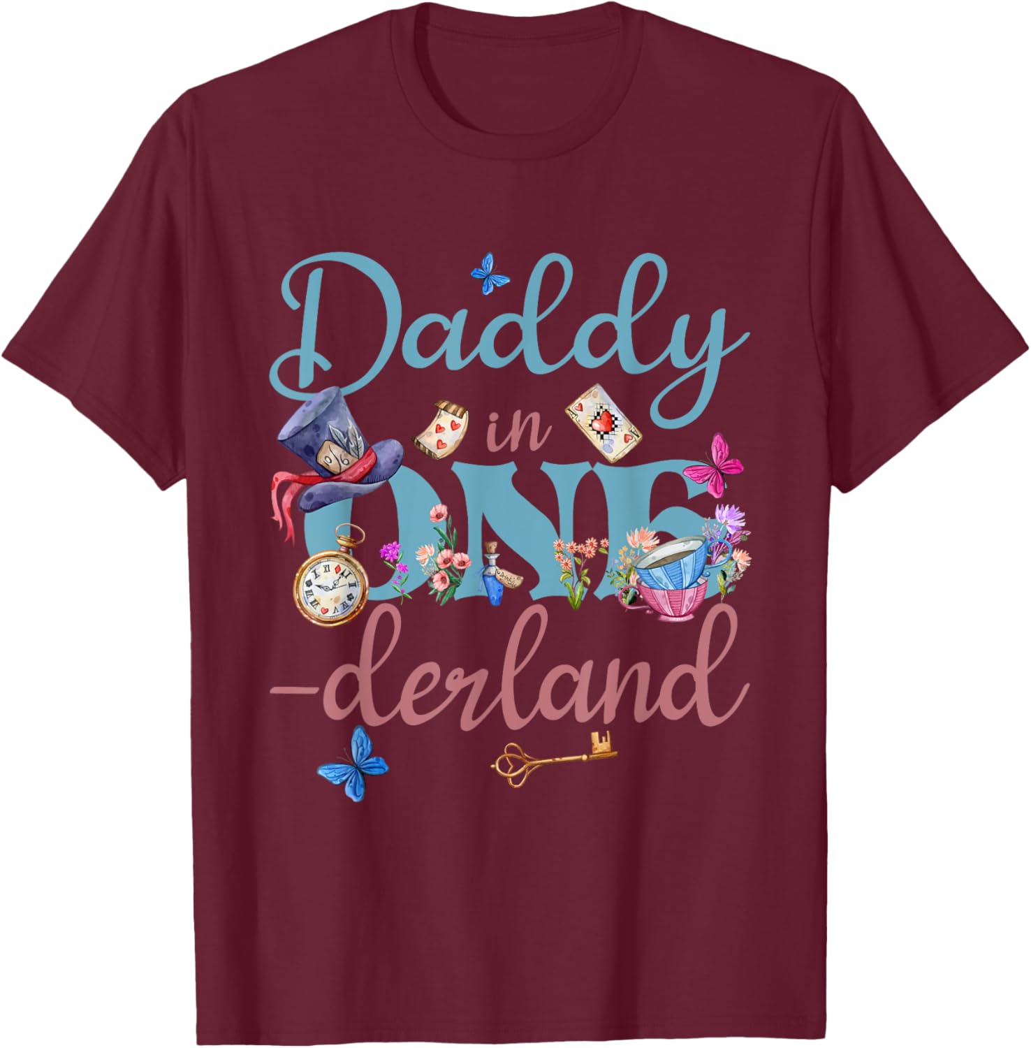 Alice in ONEderland Daddy of Birthday Girl T-Shirt for Celebrations - 12
