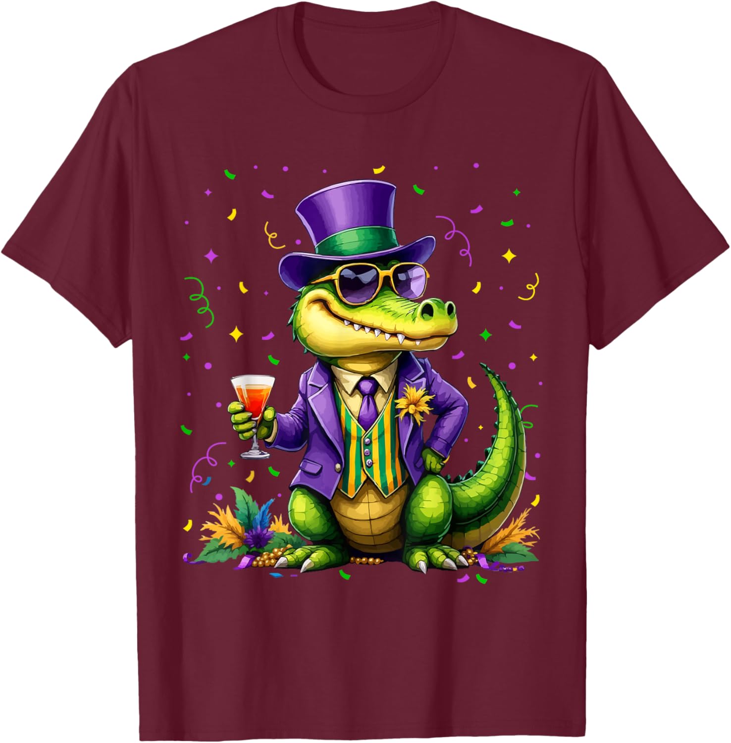 Mardigator Alligator Costume T-Shirt for Mardi Gras Fun Unisex Apparel - 8