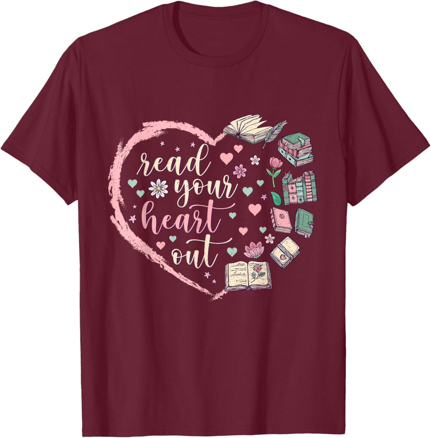 Valentine's Teacher T-Shirt for Book Lovers - Read Your Heart Out Design - 18