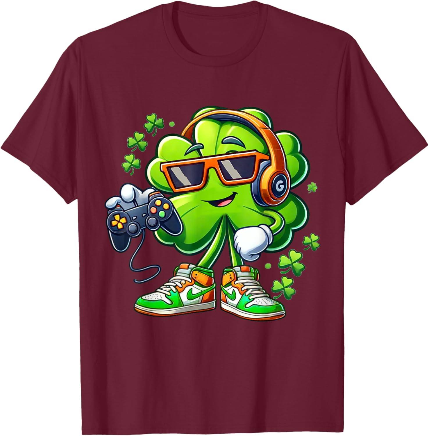 Funny St Patricks Day Gamer T-Shirt for Boys with Shamrock Design - 11